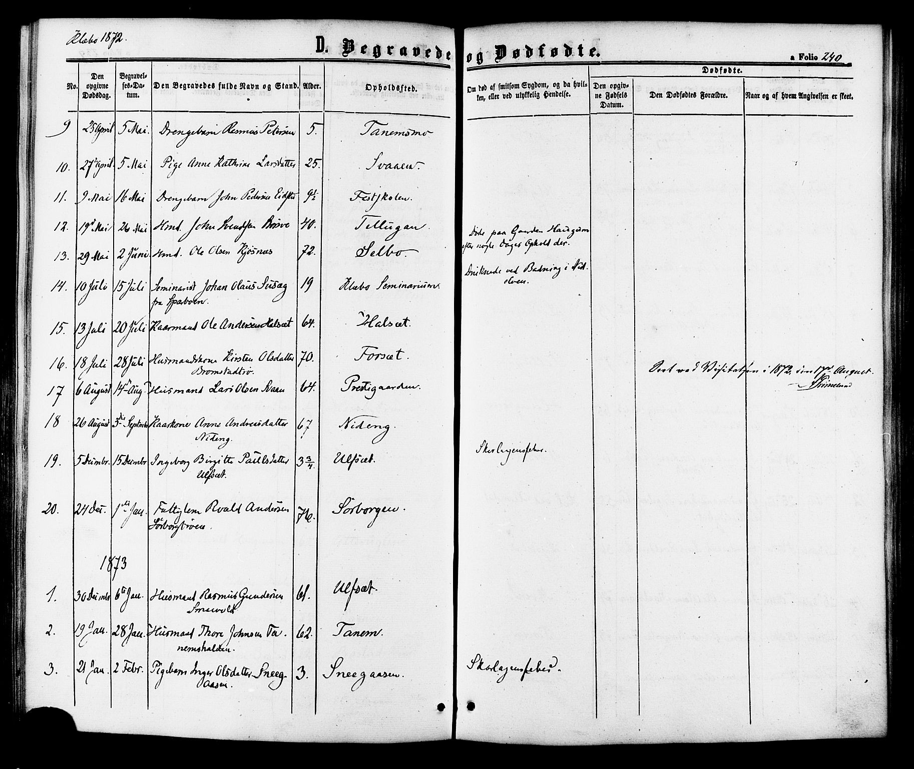 Ministerialprotokoller, klokkerbøker og fødselsregistre - Sør-Trøndelag, SAT/A-1456/618/L0442: Parish register (official) no. 618A06 /1, 1863-1879, p. 240