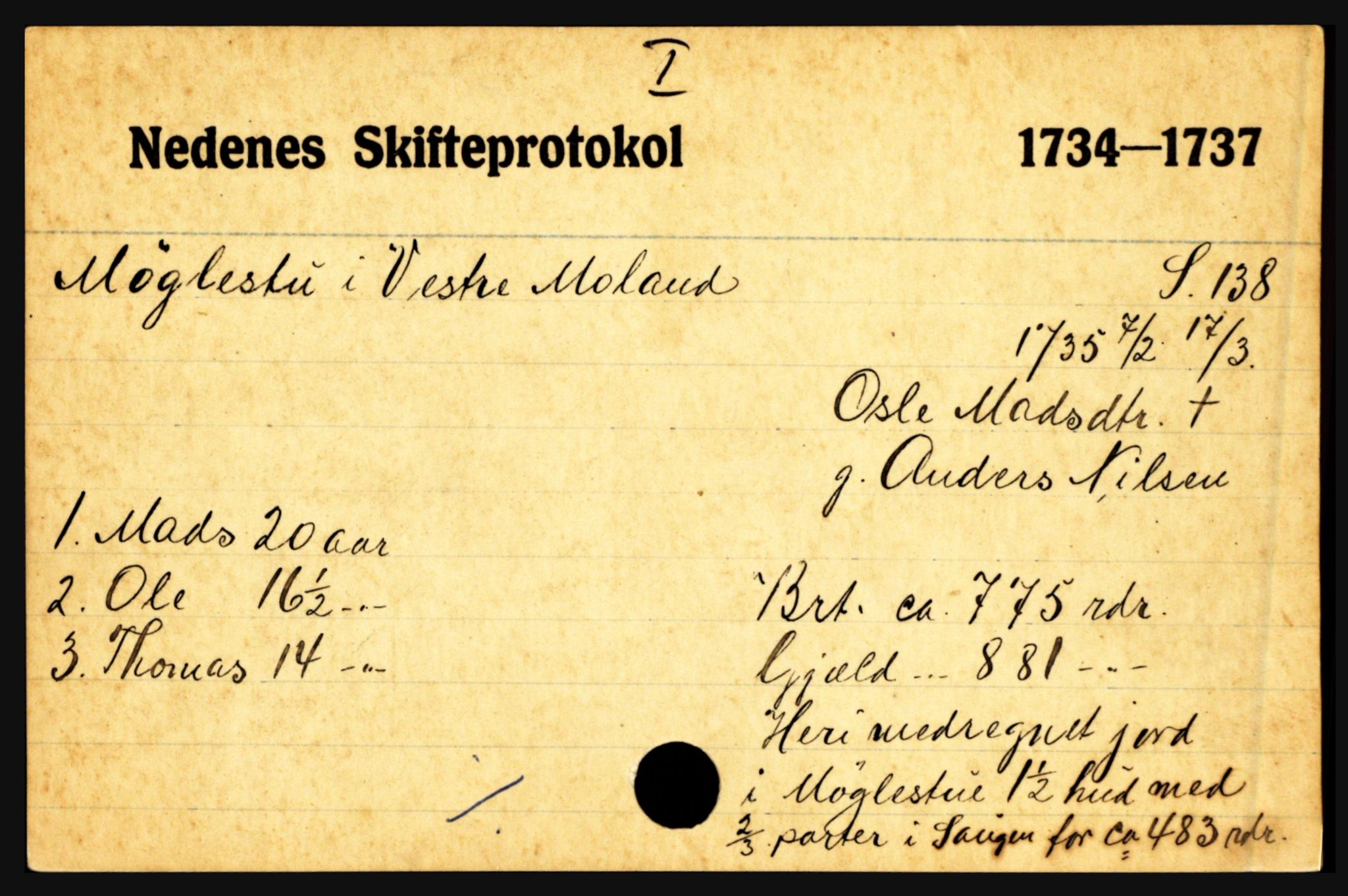 Nedenes sorenskriveri før 1824, AV/SAK-1221-0007/H, p. 20651