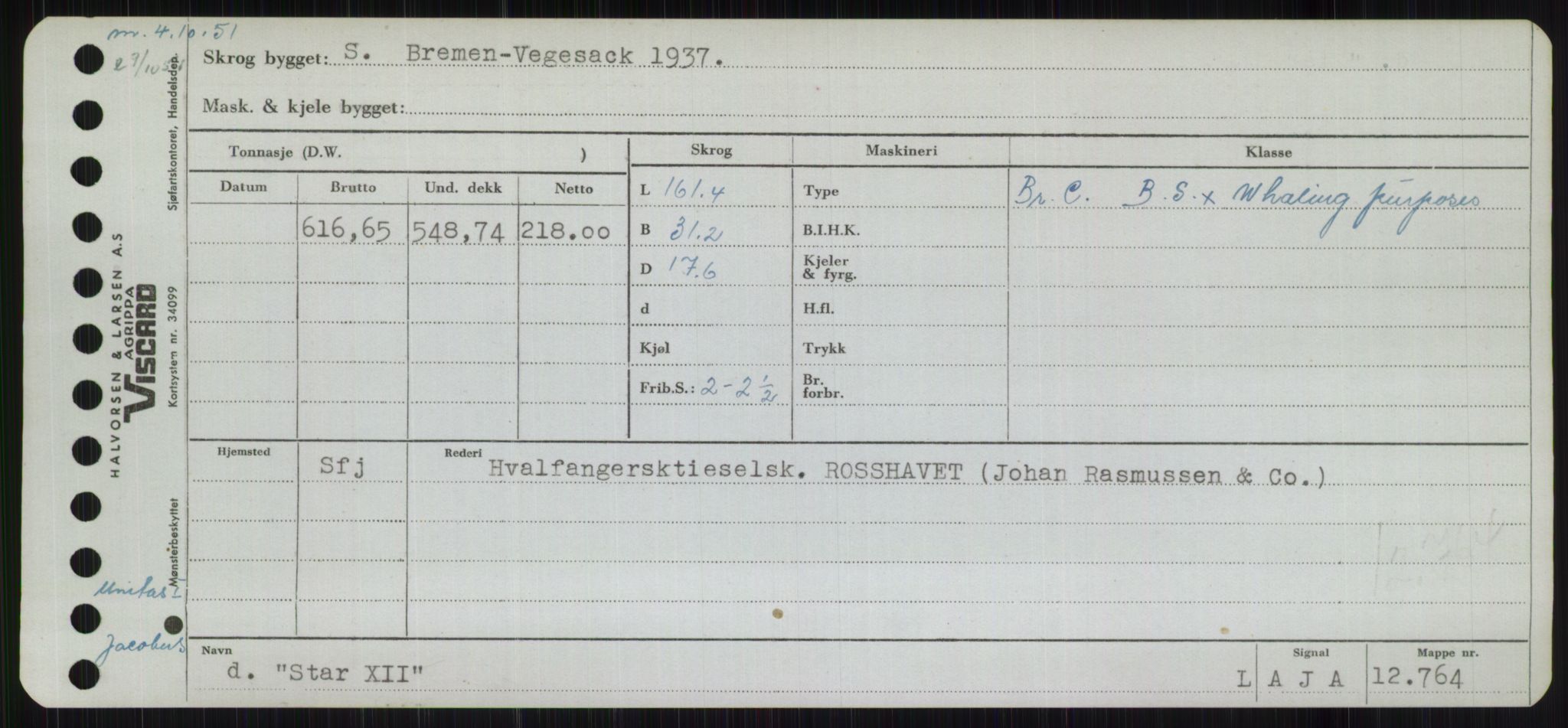 Sjøfartsdirektoratet med forløpere, Skipsmålingen, RA/S-1627/H/Hb/L0004: Fartøy, O-S, p. 439
