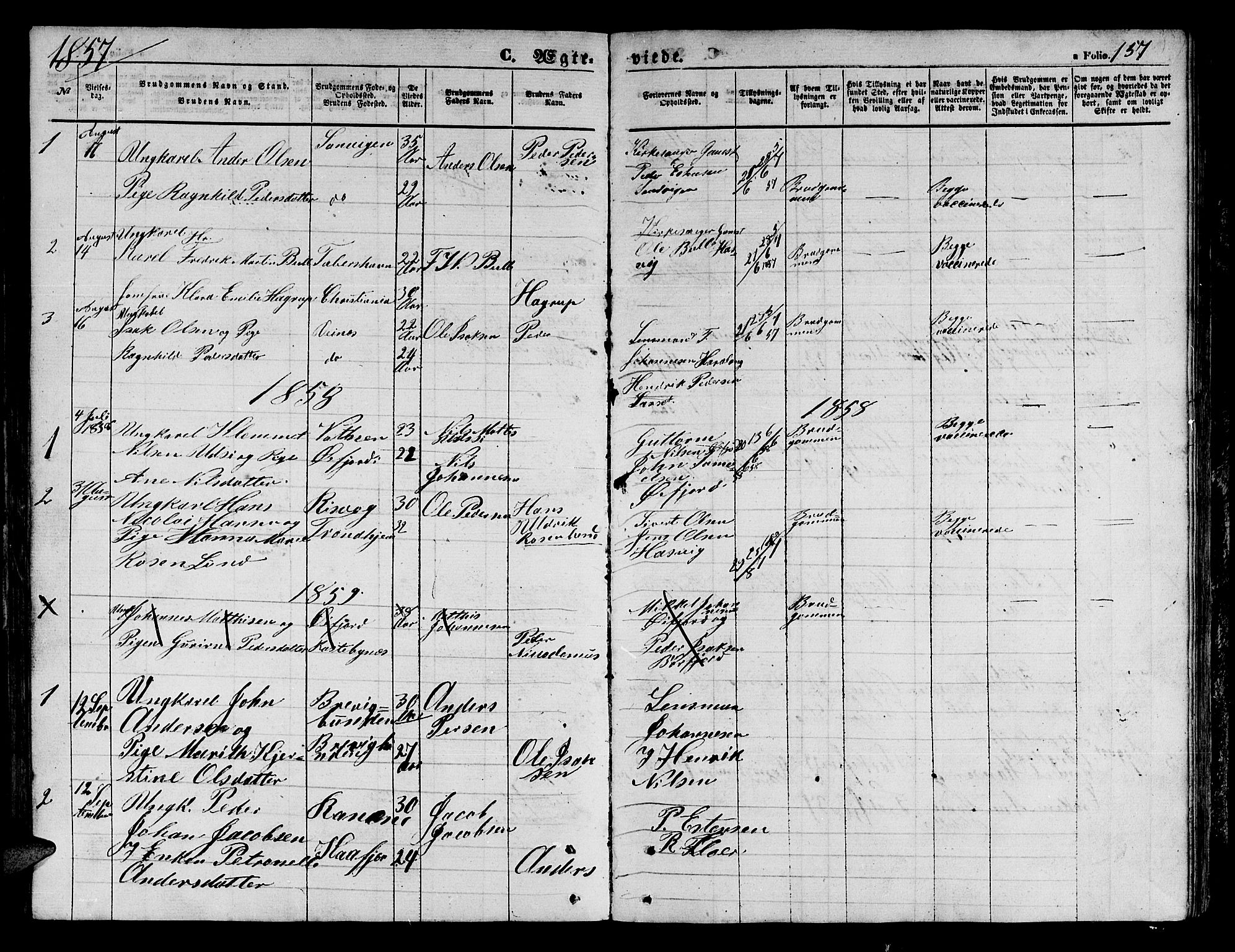 Loppa sokneprestkontor, SATØ/S-1339/H/Hb/L0003klokker: Parish register (copy) no. 3, 1853-1880, p. 157