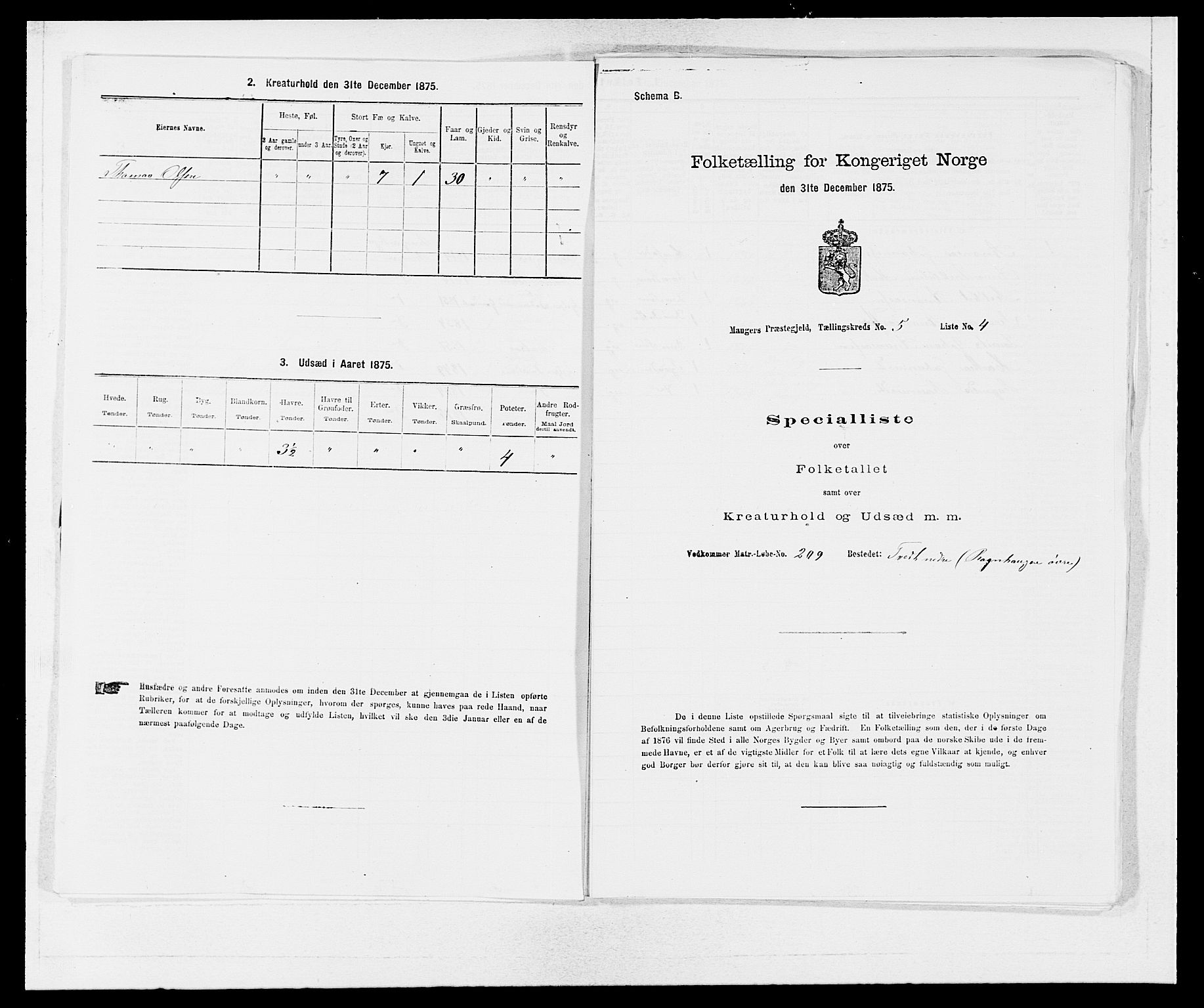 SAB, 1875 census for 1261P Manger, 1875, p. 712