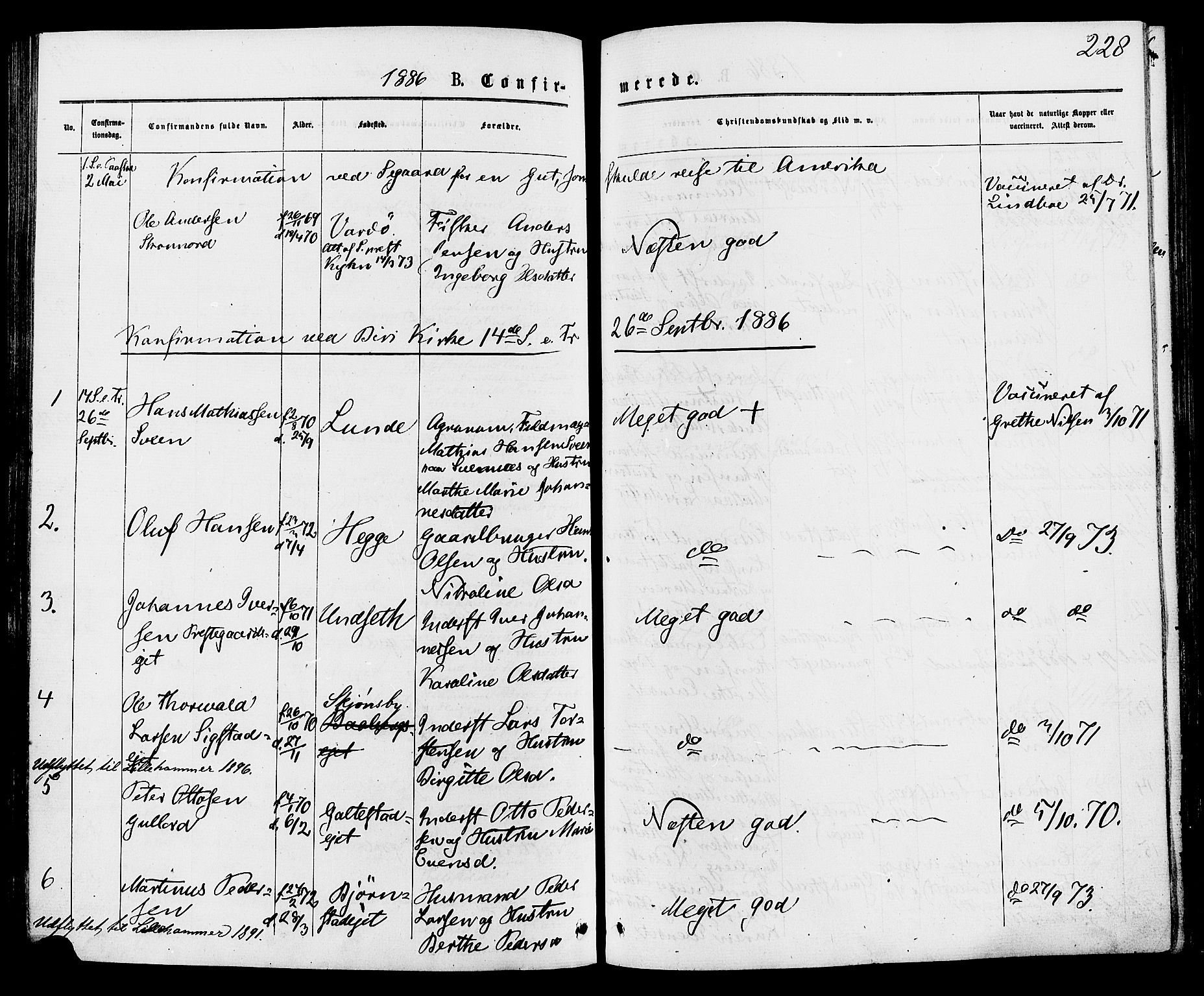 Biri prestekontor, SAH/PREST-096/H/Ha/Haa/L0006: Parish register (official) no. 6, 1877-1886, p. 228