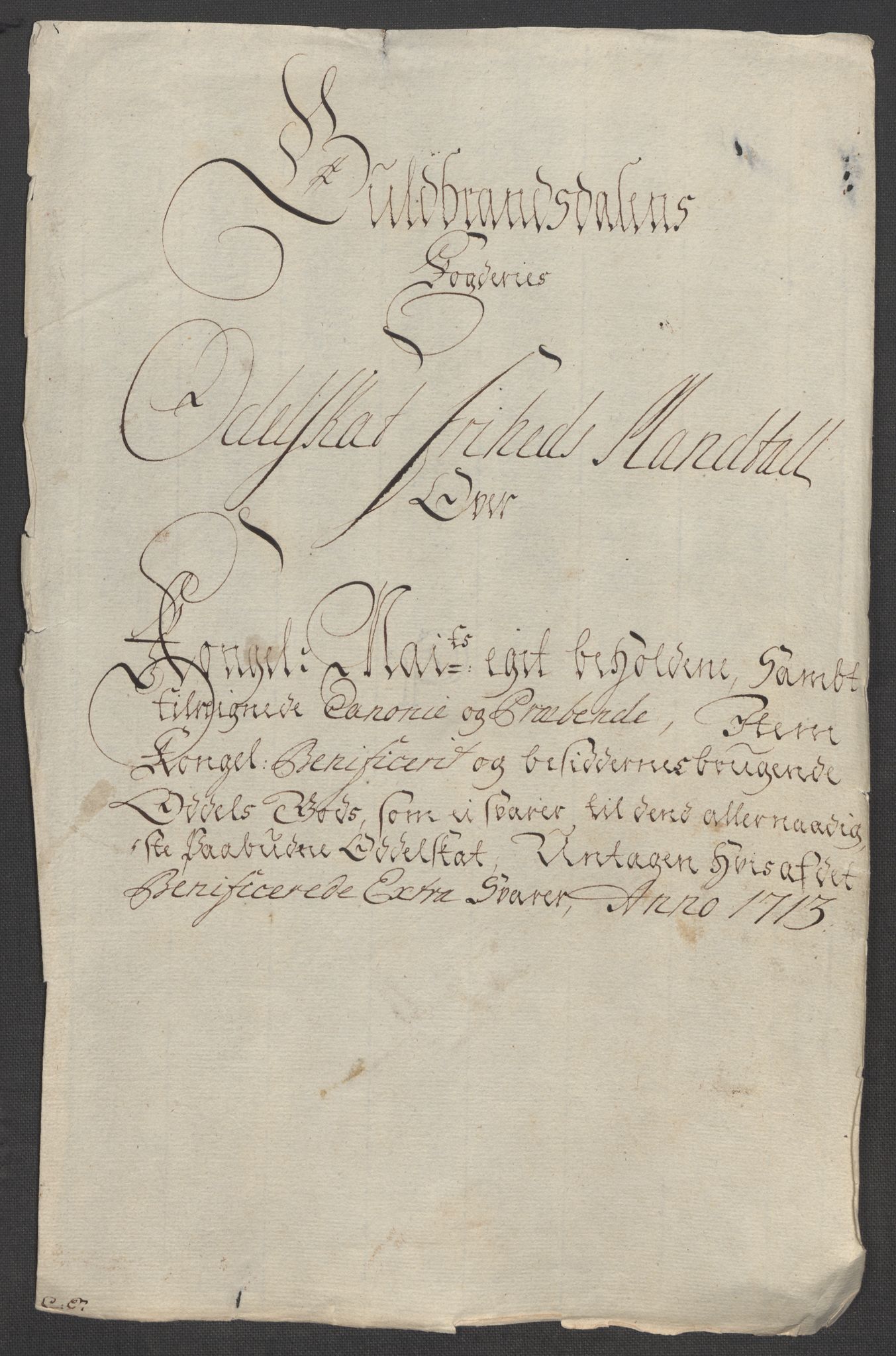 Rentekammeret inntil 1814, Reviderte regnskaper, Fogderegnskap, AV/RA-EA-4092/R17/L1182: Fogderegnskap Gudbrandsdal, 1713, p. 482