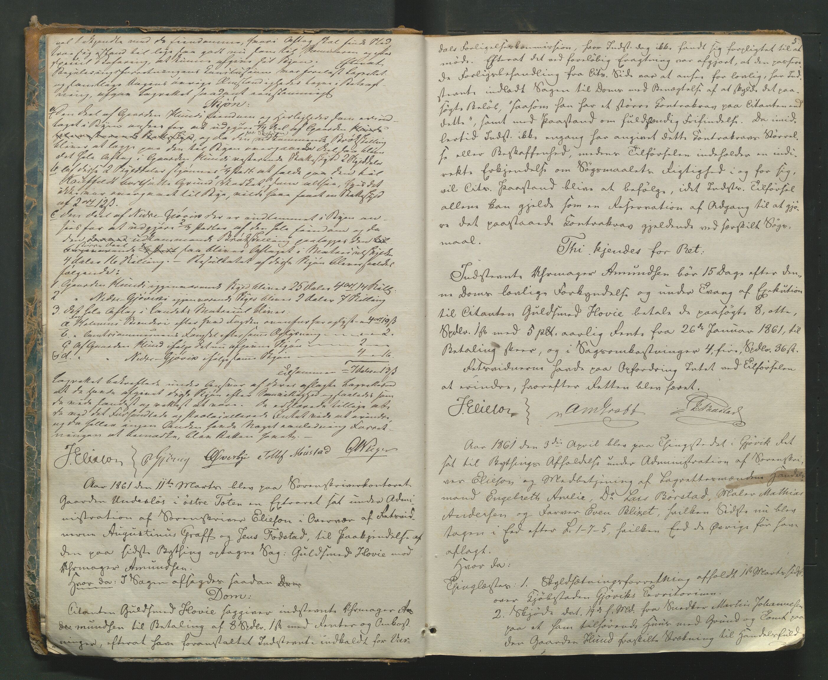 Toten tingrett, AV/SAH-TING-006/G/Gb/Gbb/L0001: Justis-, ekstraretts- og notarialprotokoll, 1861-1864, p. 4b-5a