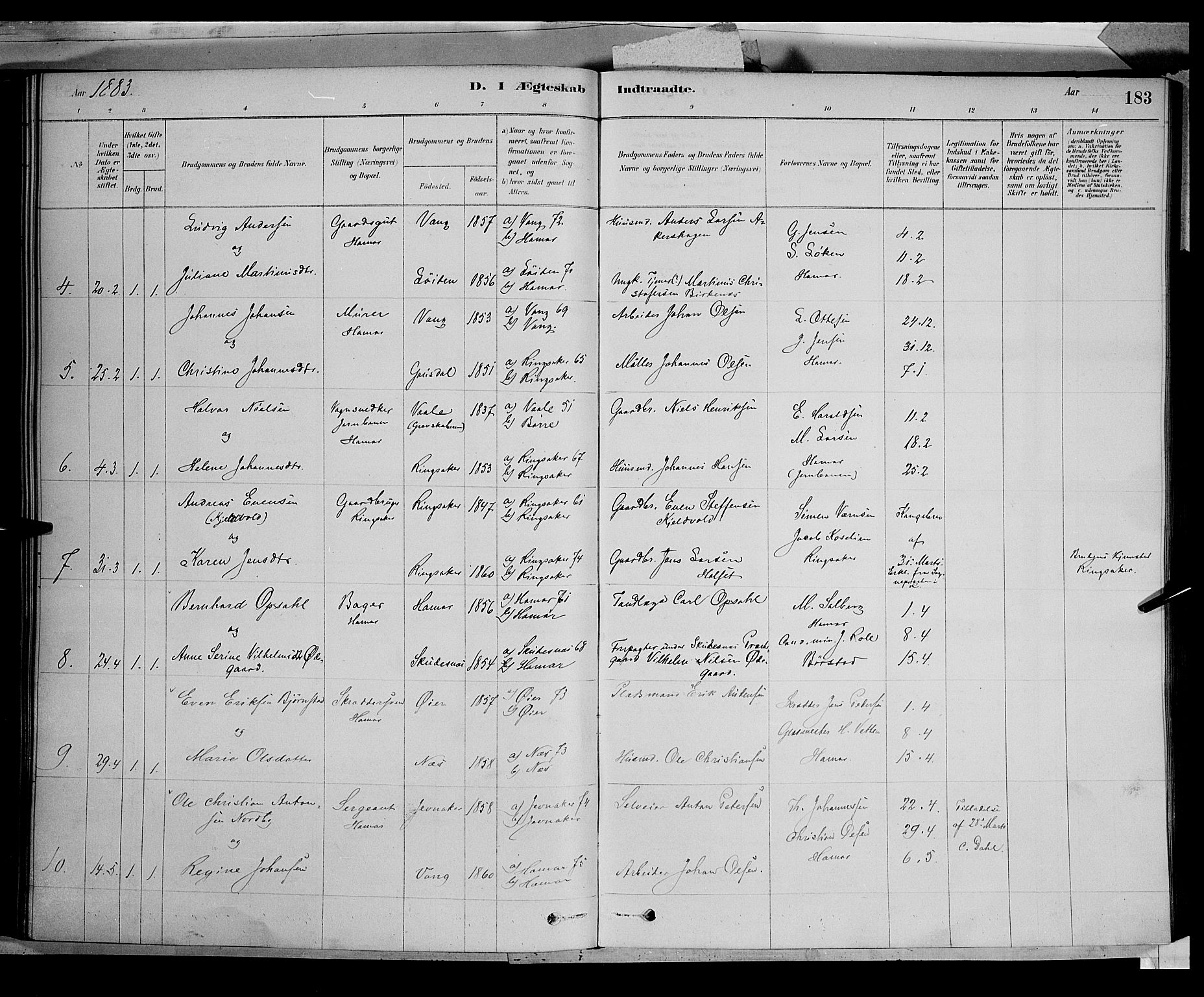 Vang prestekontor, Hedmark, AV/SAH-PREST-008/H/Ha/Haa/L0016: Parish register (official) no. 16, 1878-1889, p. 183