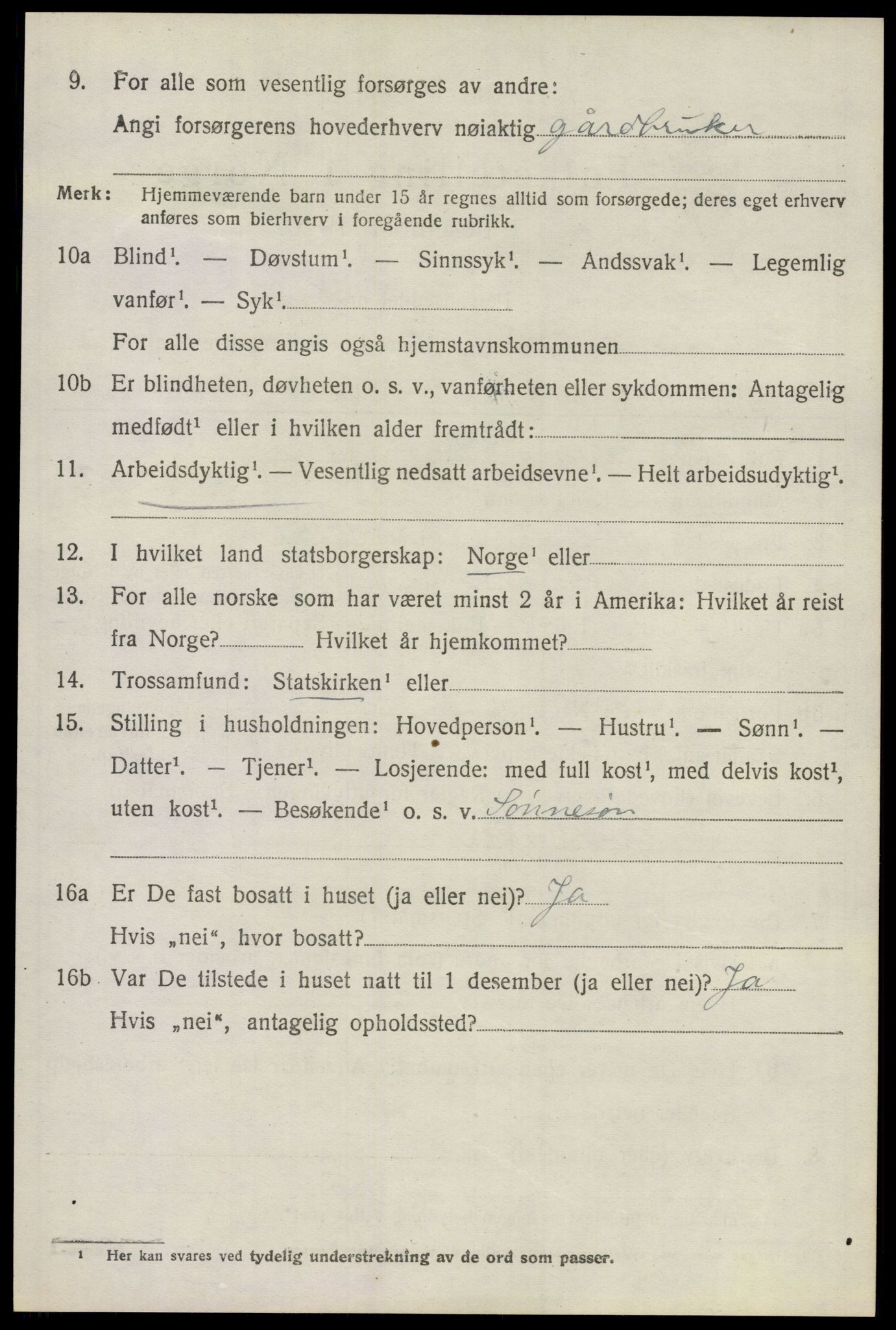 SAO, 1920 census for Ullensaker, 1920, p. 5518