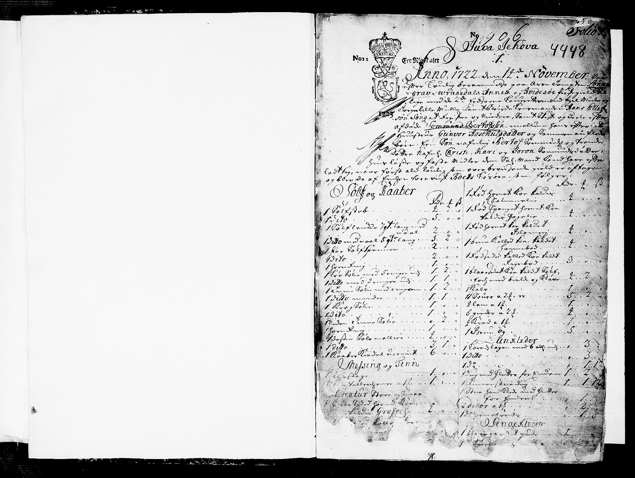 Vest-Telemark sorenskriveri, AV/SAKO-A-134/H/Ha/Haa/L0004: Skifteprotokoll, 1722-1734, p. 0b-1a