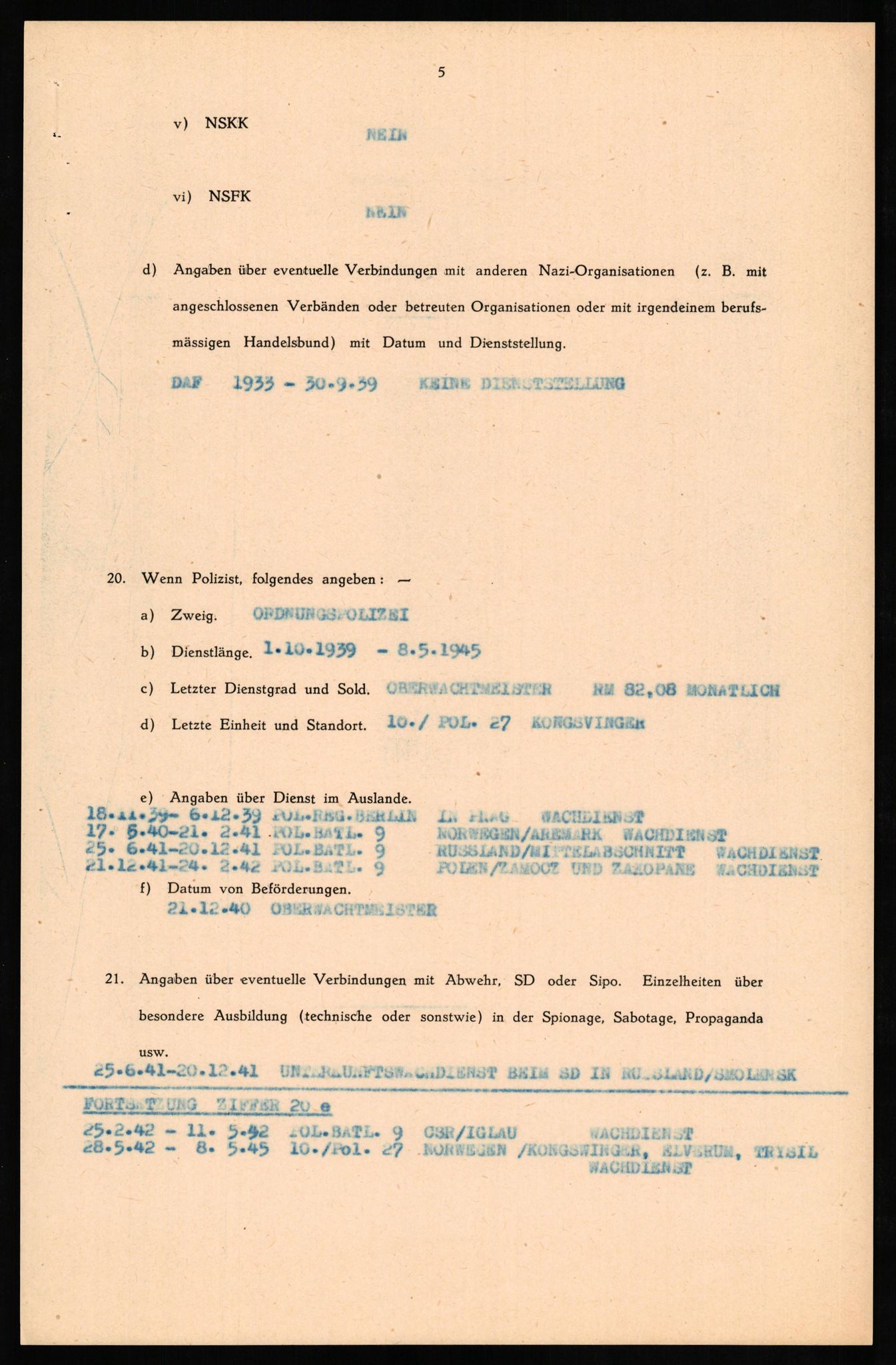 Forsvaret, Forsvarets overkommando II, RA/RAFA-3915/D/Db/L0023: CI Questionaires. Tyske okkupasjonsstyrker i Norge. Tyskere., 1945-1946, p. 546