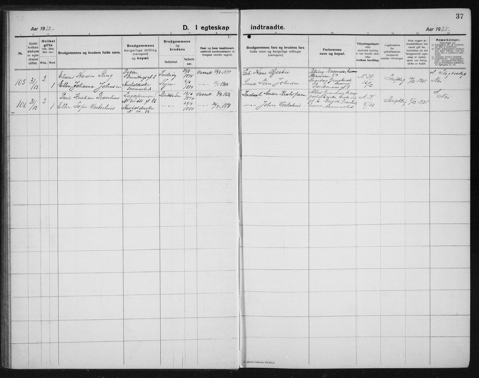 Ministerialprotokoller, klokkerbøker og fødselsregistre - Sør-Trøndelag, SAT/A-1456/605/L0260: Parish register (copy) no. 605C07, 1922-1942, p. 37