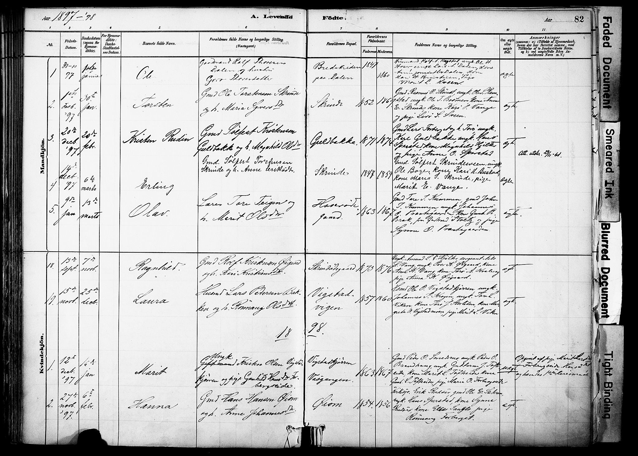 Skjåk prestekontor, AV/SAH-PREST-072/H/Ha/Haa/L0003: Parish register (official) no. 3, 1880-1907, p. 82