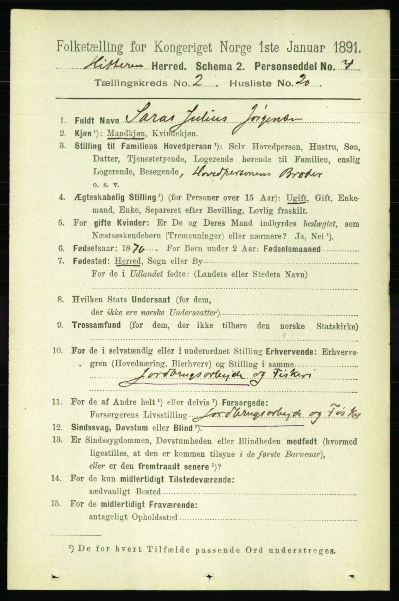 RA, 1891 census for 1617 Hitra, 1891, p. 343