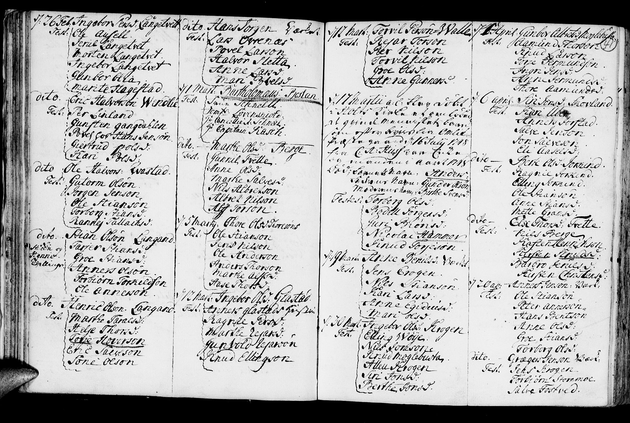 Holt sokneprestkontor, SAK/1111-0021/F/Fb/L0005: Parish register (copy) no. B 5, 1746-1764, p. 41