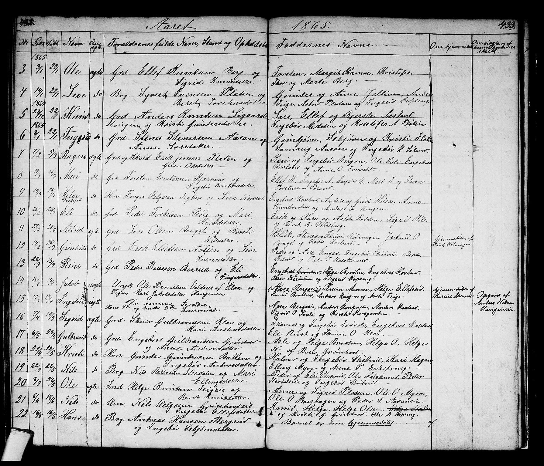 Sigdal kirkebøker, AV/SAKO-A-245/G/Gb/L0001: Parish register (copy) no. II 1, 1841-1874, p. 432-433