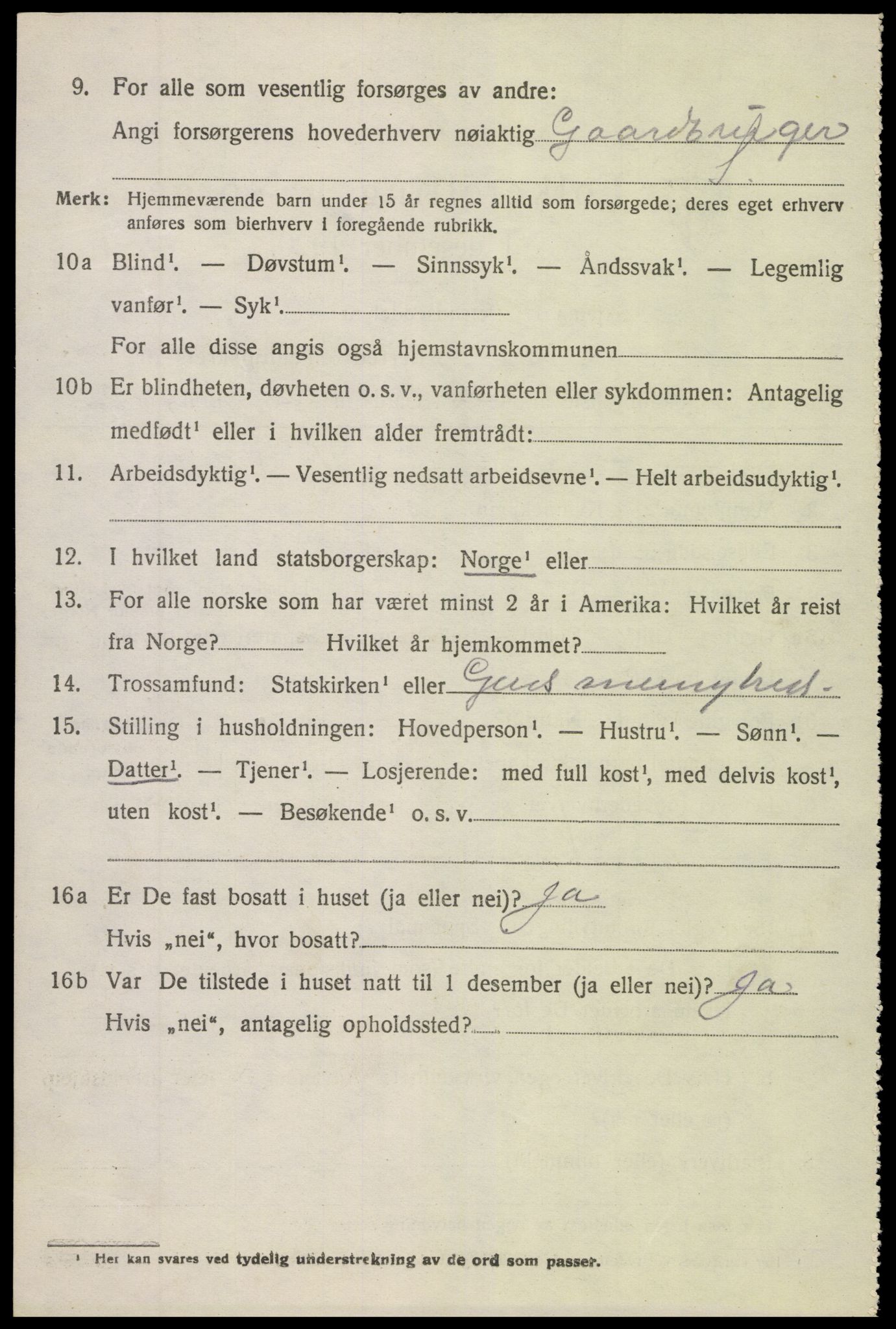 SAK, 1920 census for Vegårshei, 1920, p. 2737