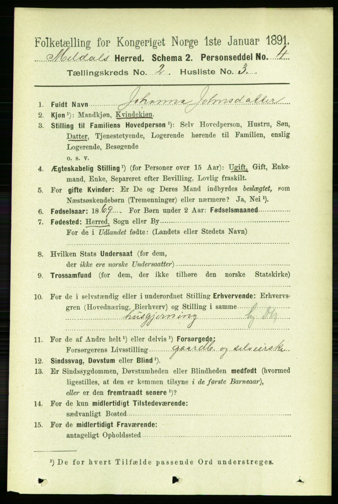 RA, 1891 census for 1636 Meldal, 1891, p. 1075