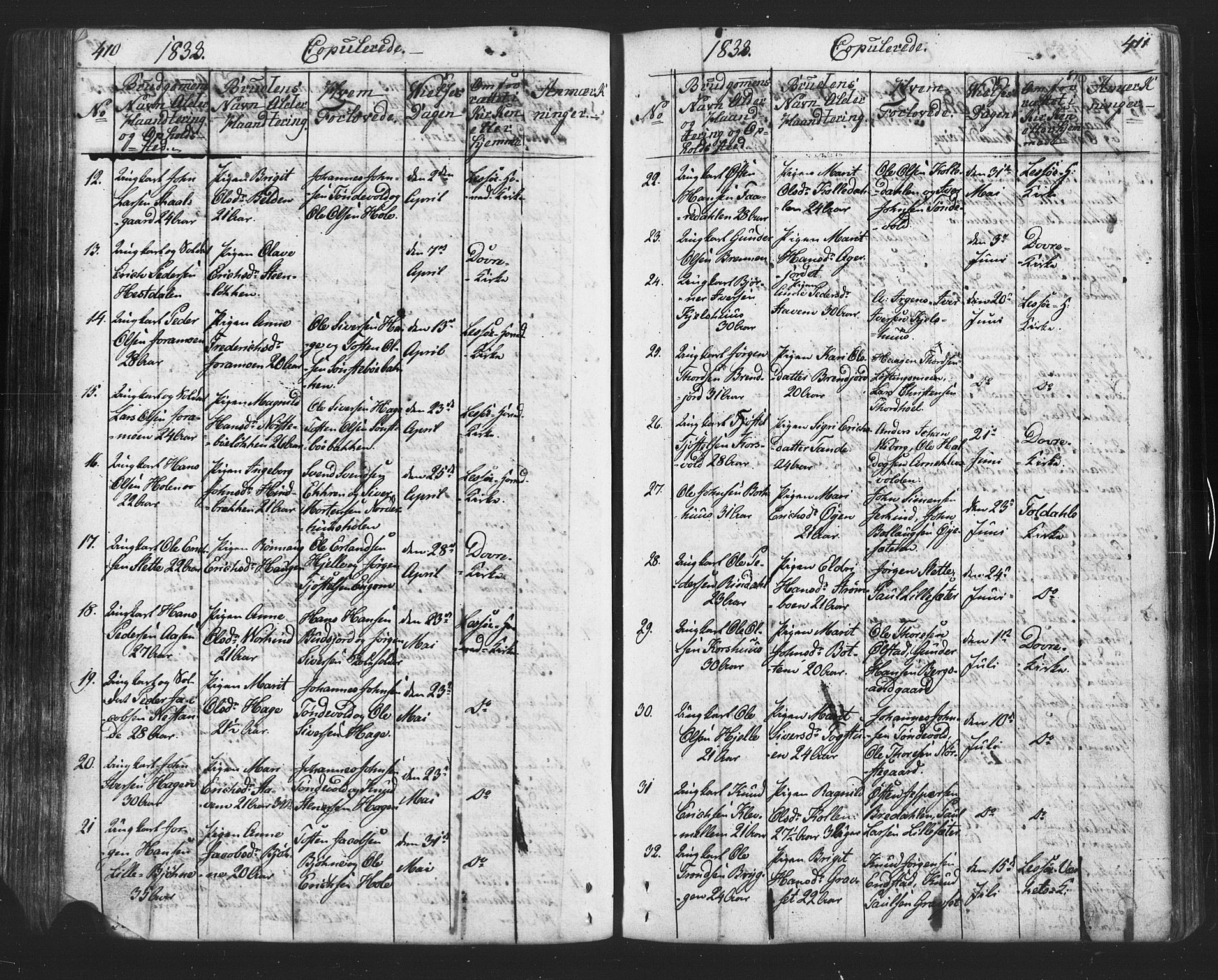 Lesja prestekontor, SAH/PREST-068/H/Ha/Hab/L0002: Parish register (copy) no. 2, 1832-1850, p. 410-411