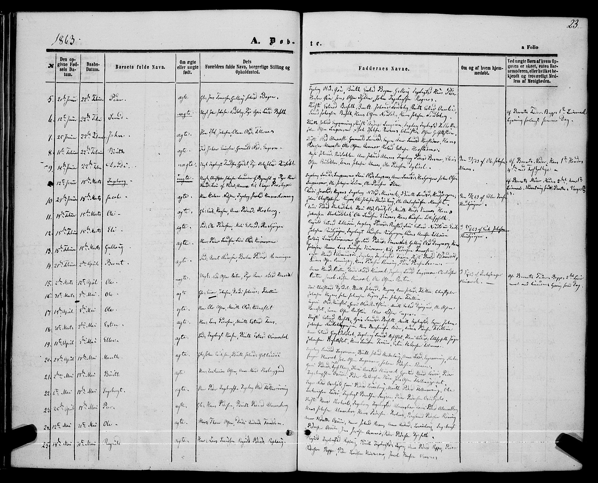 Ministerialprotokoller, klokkerbøker og fødselsregistre - Sør-Trøndelag, SAT/A-1456/685/L0967: Parish register (official) no. 685A07 /2, 1860-1869, p. 23