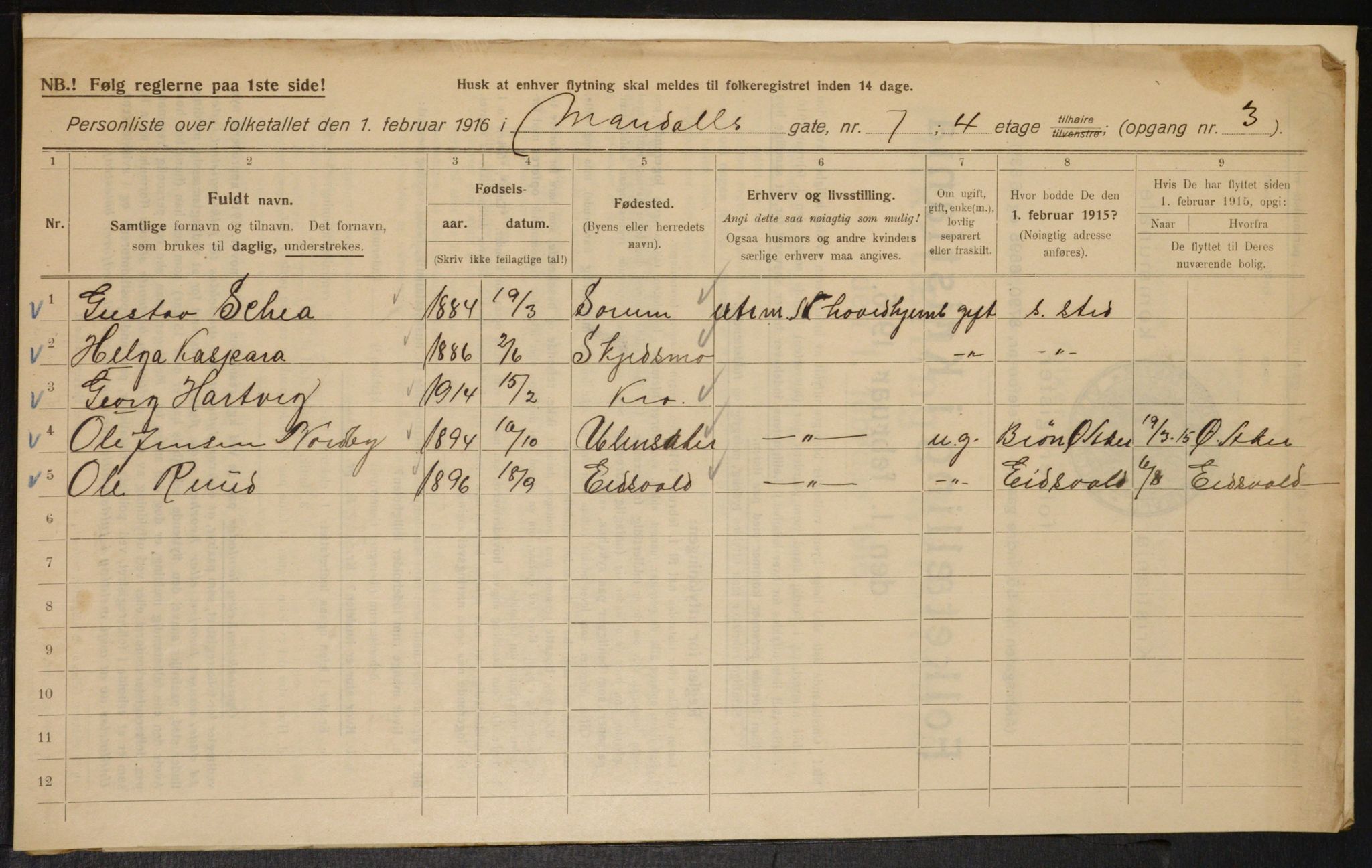 OBA, Municipal Census 1916 for Kristiania, 1916, p. 61754