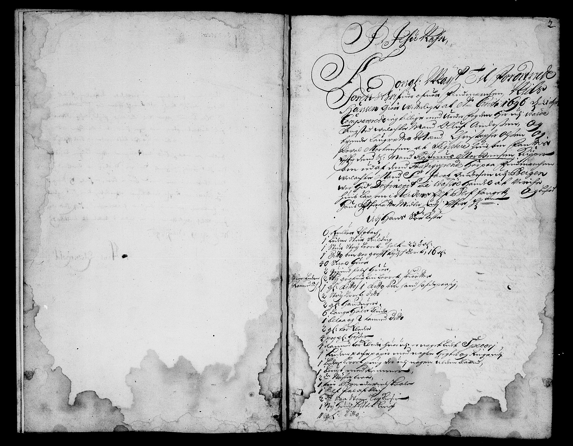 Finnmark sorenskriveri, AV/SATØ-S-0053/H/Ha/L0059: Skifteprotokoller m/reg., 1696-1701, p. 1b-2a