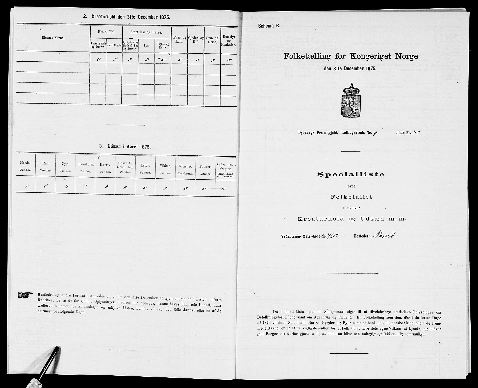 SAK, 1875 census for 0915P Dypvåg, 1875, p. 1210