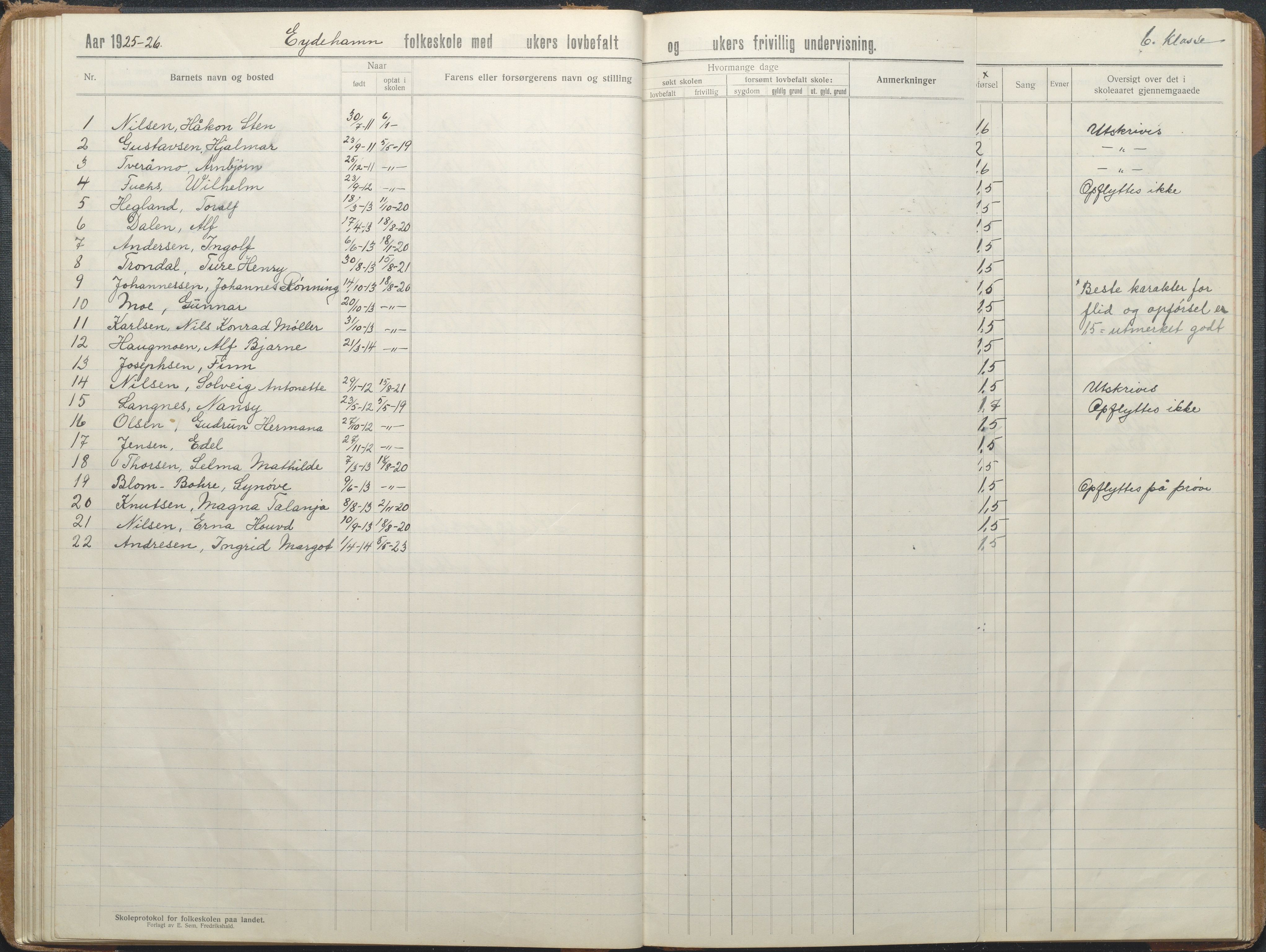 Stokken kommune, AAKS/KA0917-PK/04/04d/L0012: Skoleprotokoll, 1913-1938