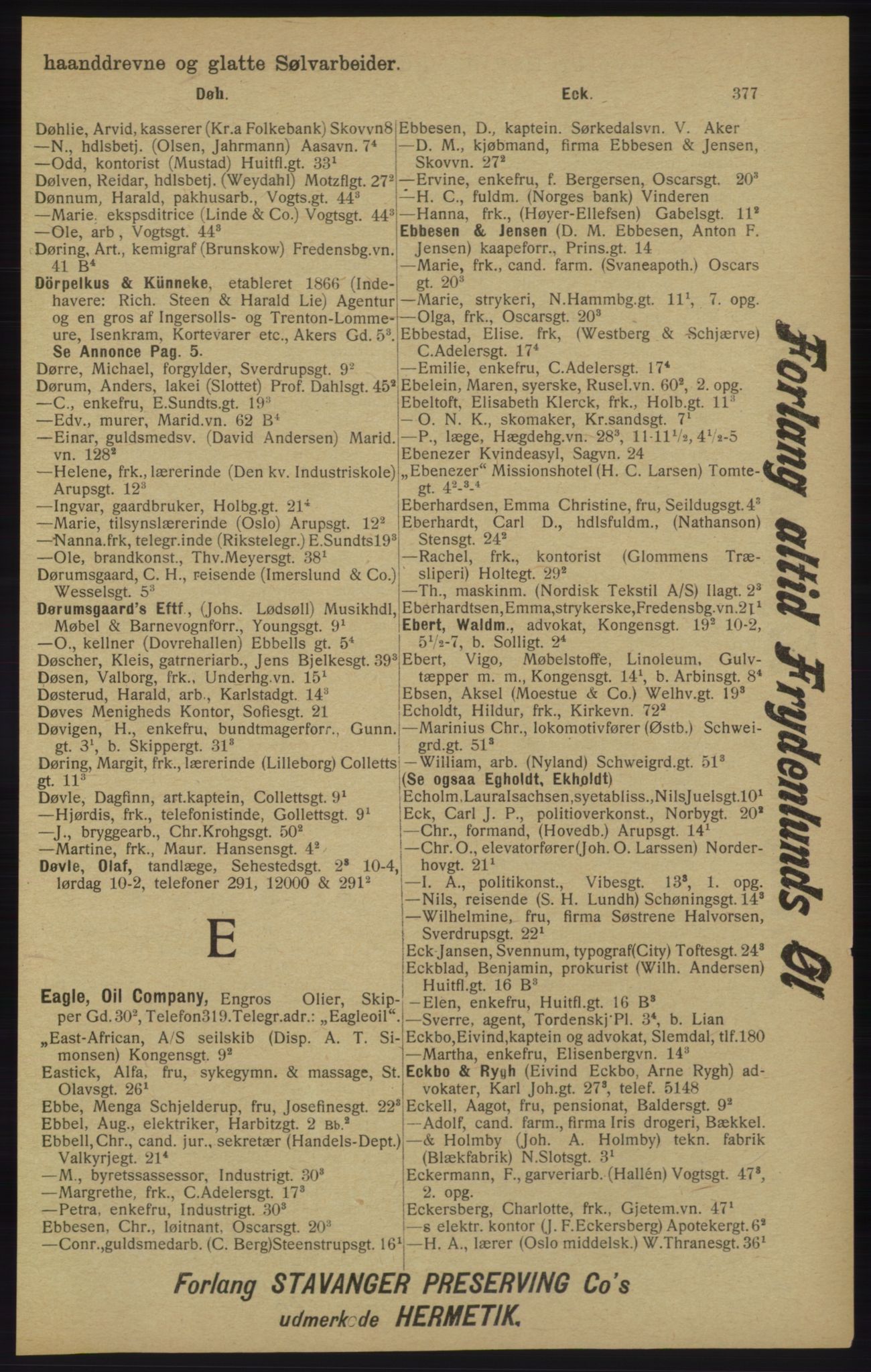 Kristiania/Oslo adressebok, PUBL/-, 1913, p. 389