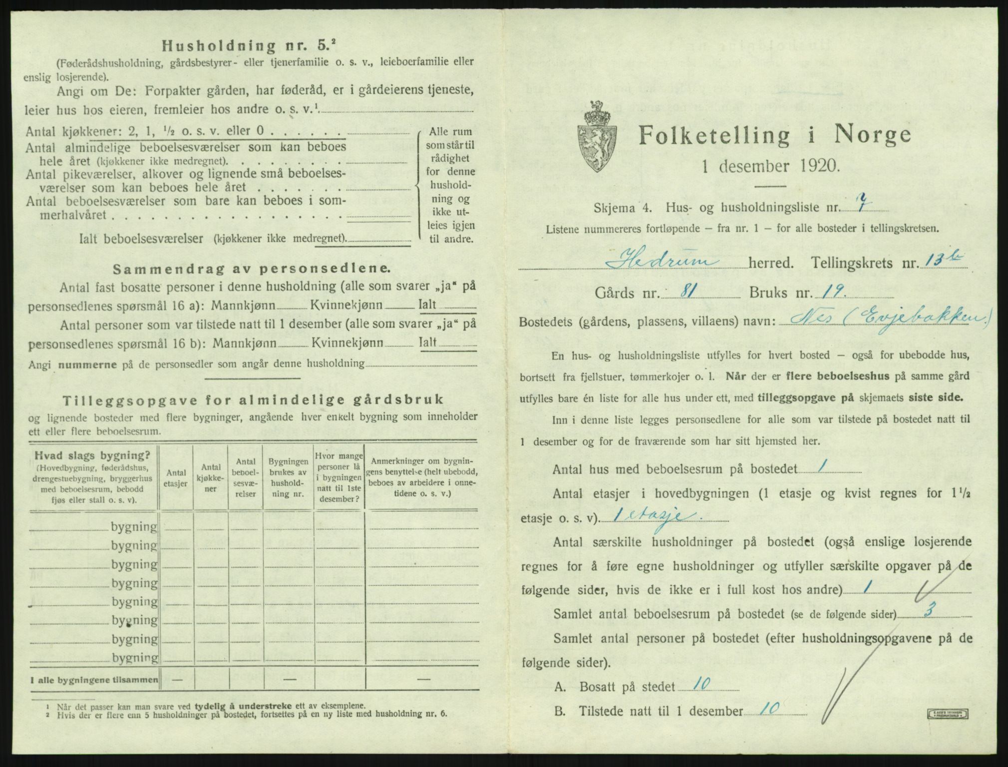 SAKO, 1920 census for Hedrum, 1920, p. 1215