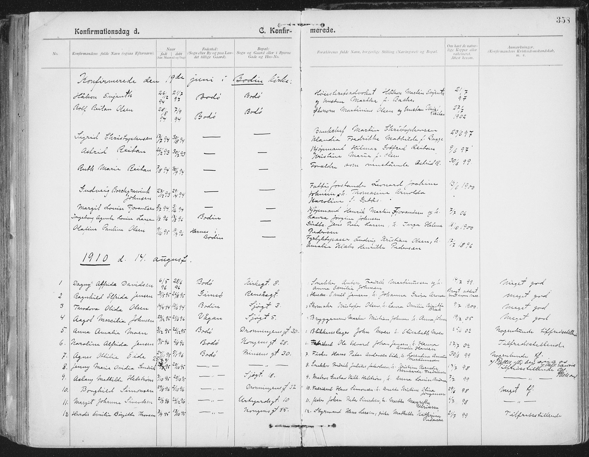 Ministerialprotokoller, klokkerbøker og fødselsregistre - Nordland, SAT/A-1459/801/L0011: Parish register (official) no. 801A11, 1900-1916, p. 358