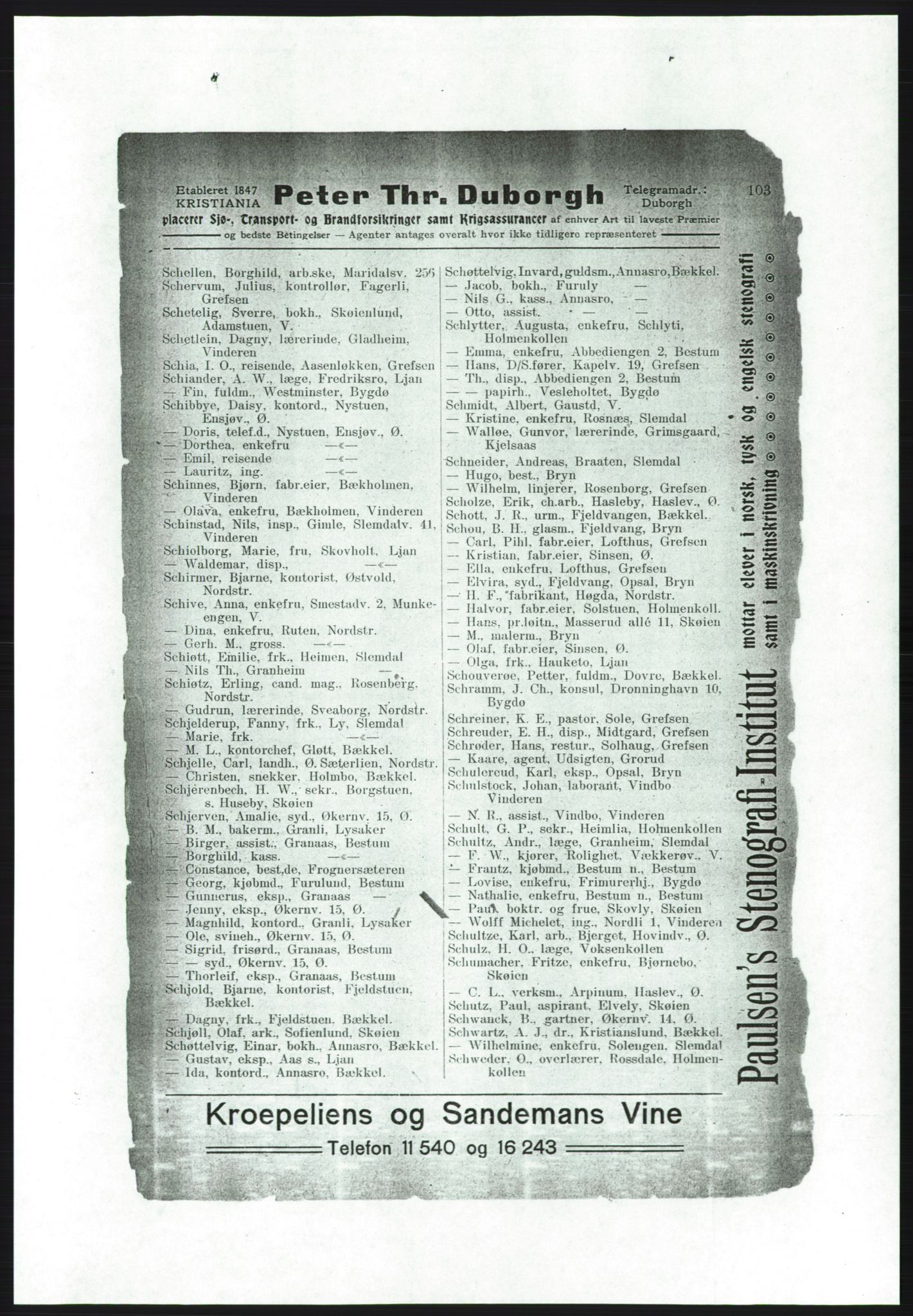 Aker adressebok/adressekalender, PUBL/001/A/001: Akers adressebok, 1916-1917, p. 103