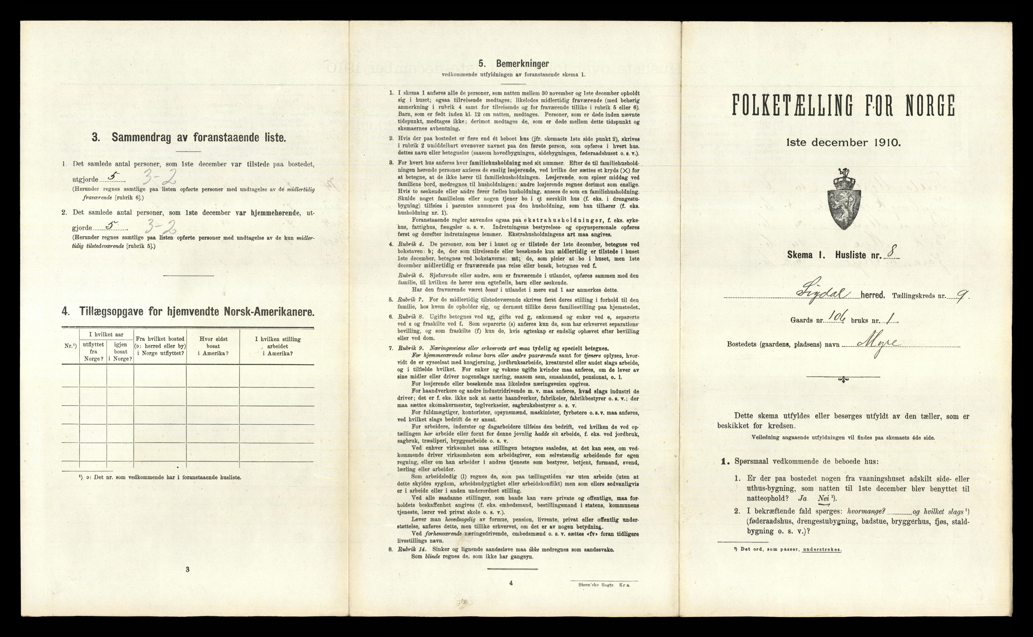 RA, 1910 census for Sigdal, 1910, p. 942