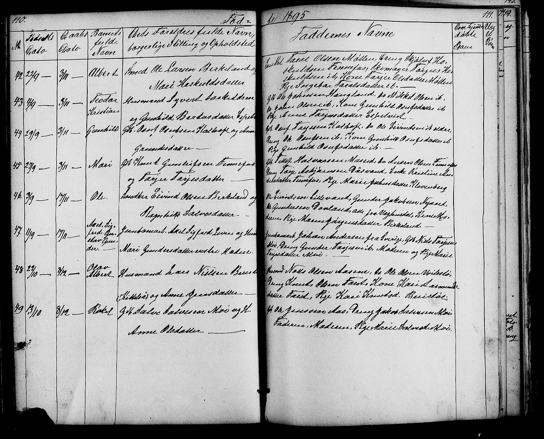 Evje sokneprestkontor, SAK/1111-0008/F/Fb/Fbb/L0002: Parish register (copy) no. B 2, 1879-1909, p. 110-111