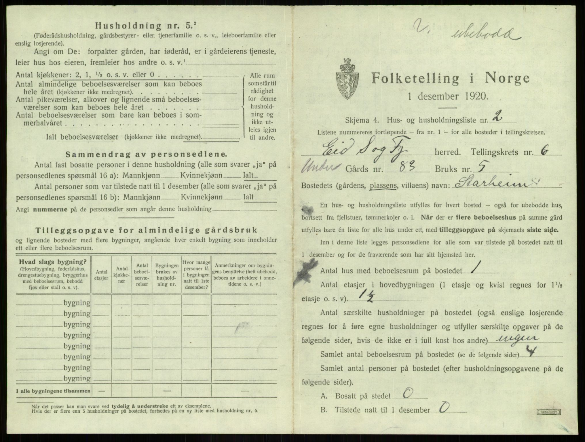 SAB, 1920 census for Eid, 1920, p. 322