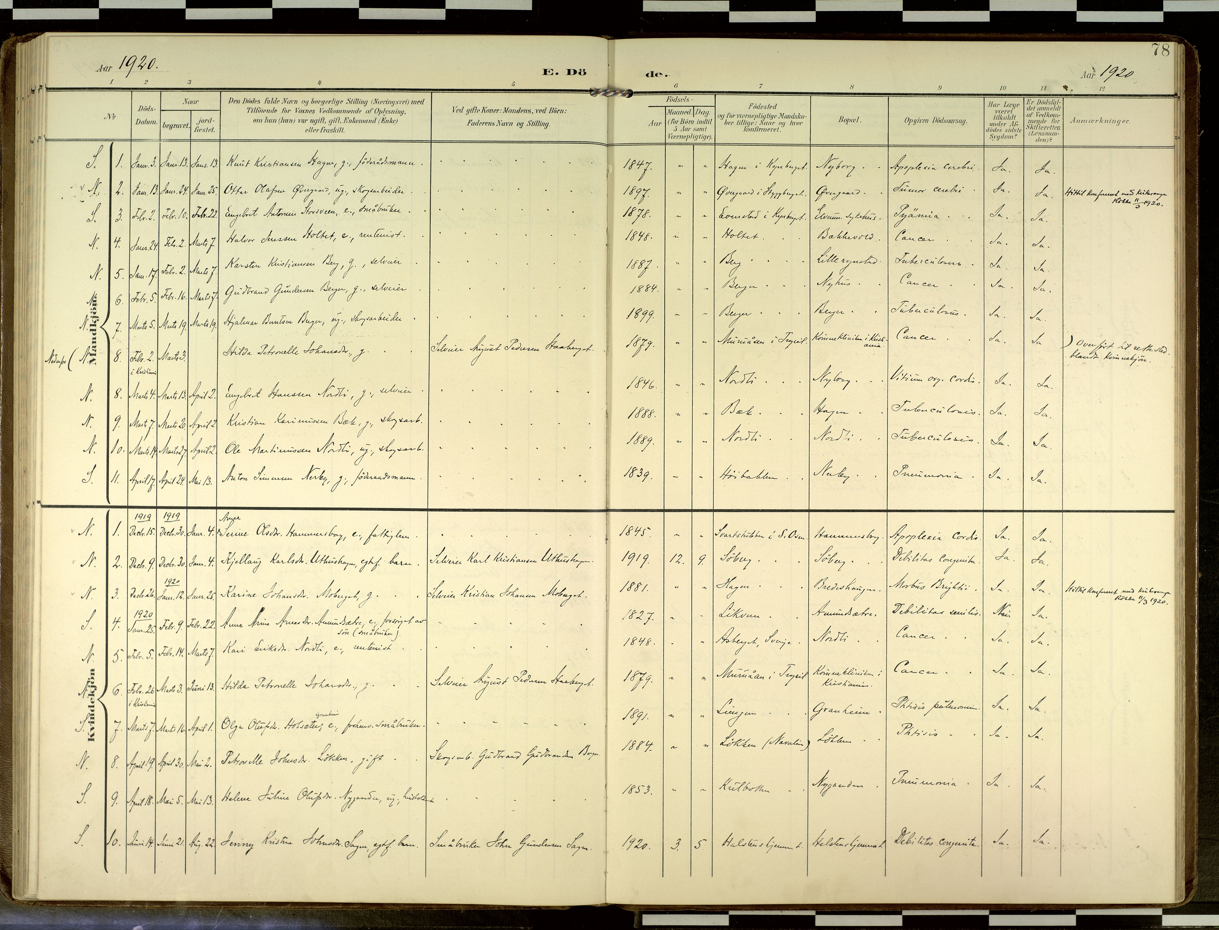 Elverum prestekontor, AV/SAH-PREST-044/H/Ha/Haa/L0019: Parish register (official) no. 19, 1903-1926, p. 78