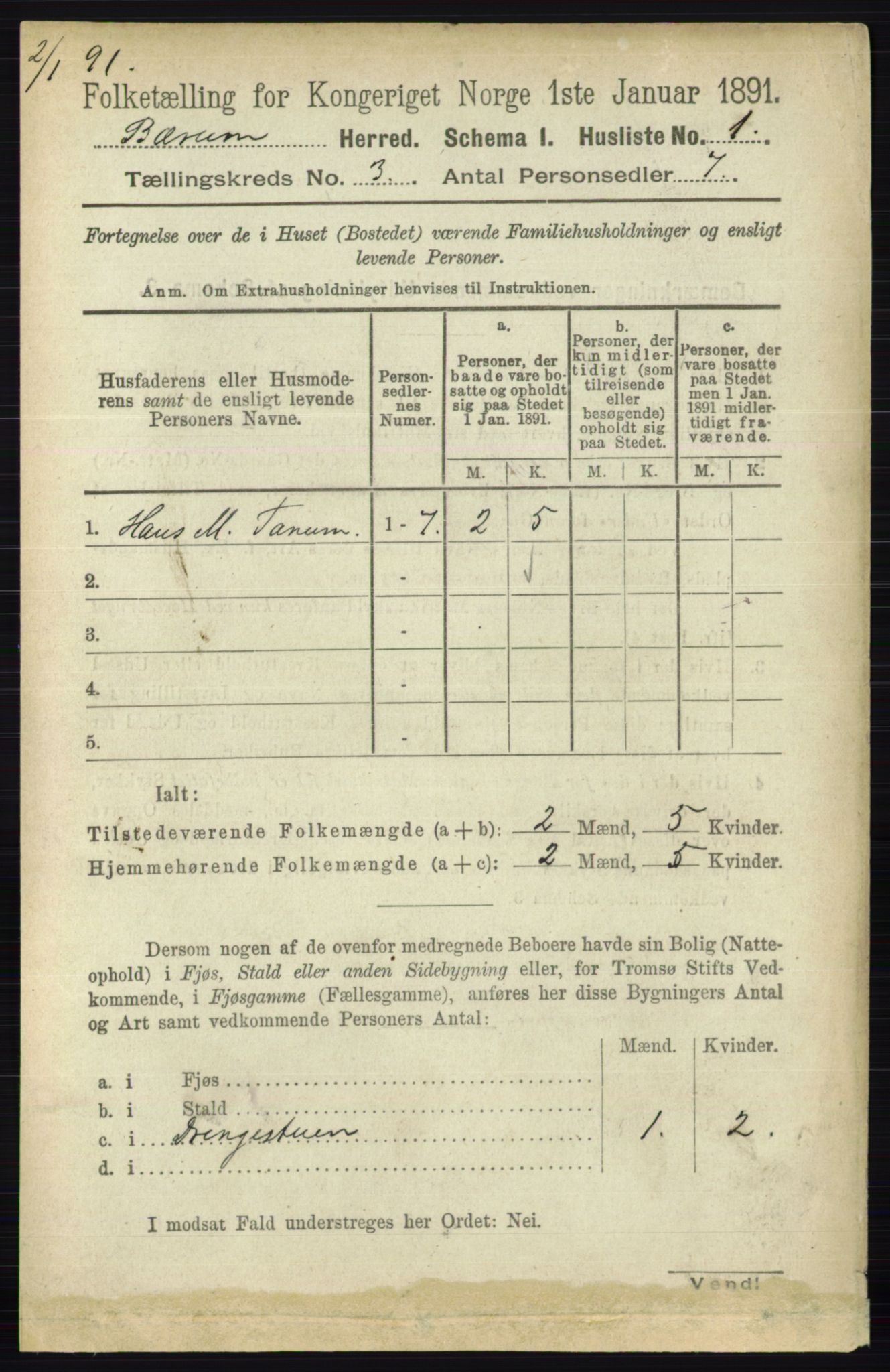 RA, 1891 census for 0219 Bærum, 1891, p. 1902