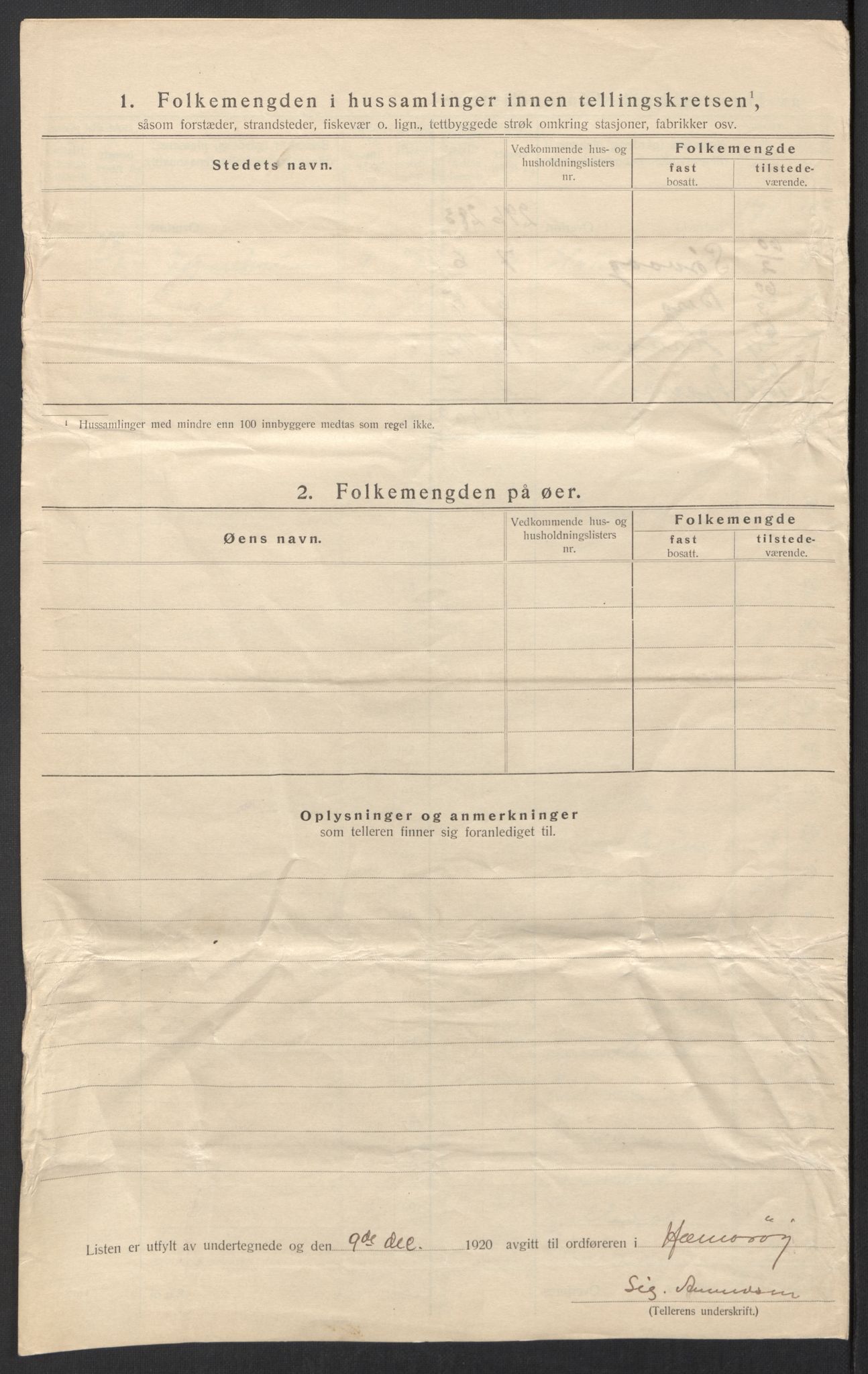 SAT, 1920 census for Hamarøy, 1920, p. 32