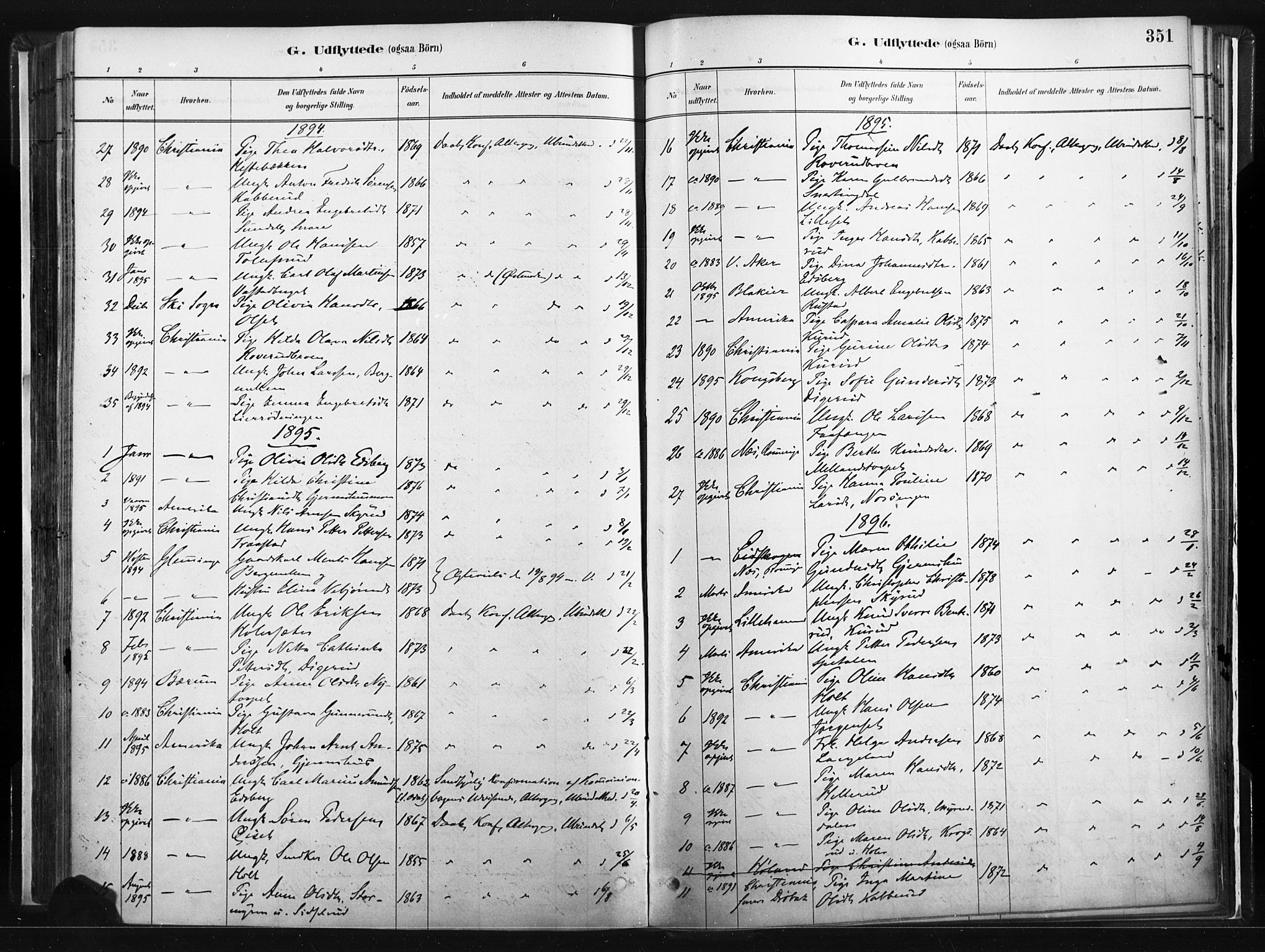 Vinger prestekontor, SAH/PREST-024/H/Ha/Haa/L0014: Parish register (official) no. 14, 1881-1900, p. 351