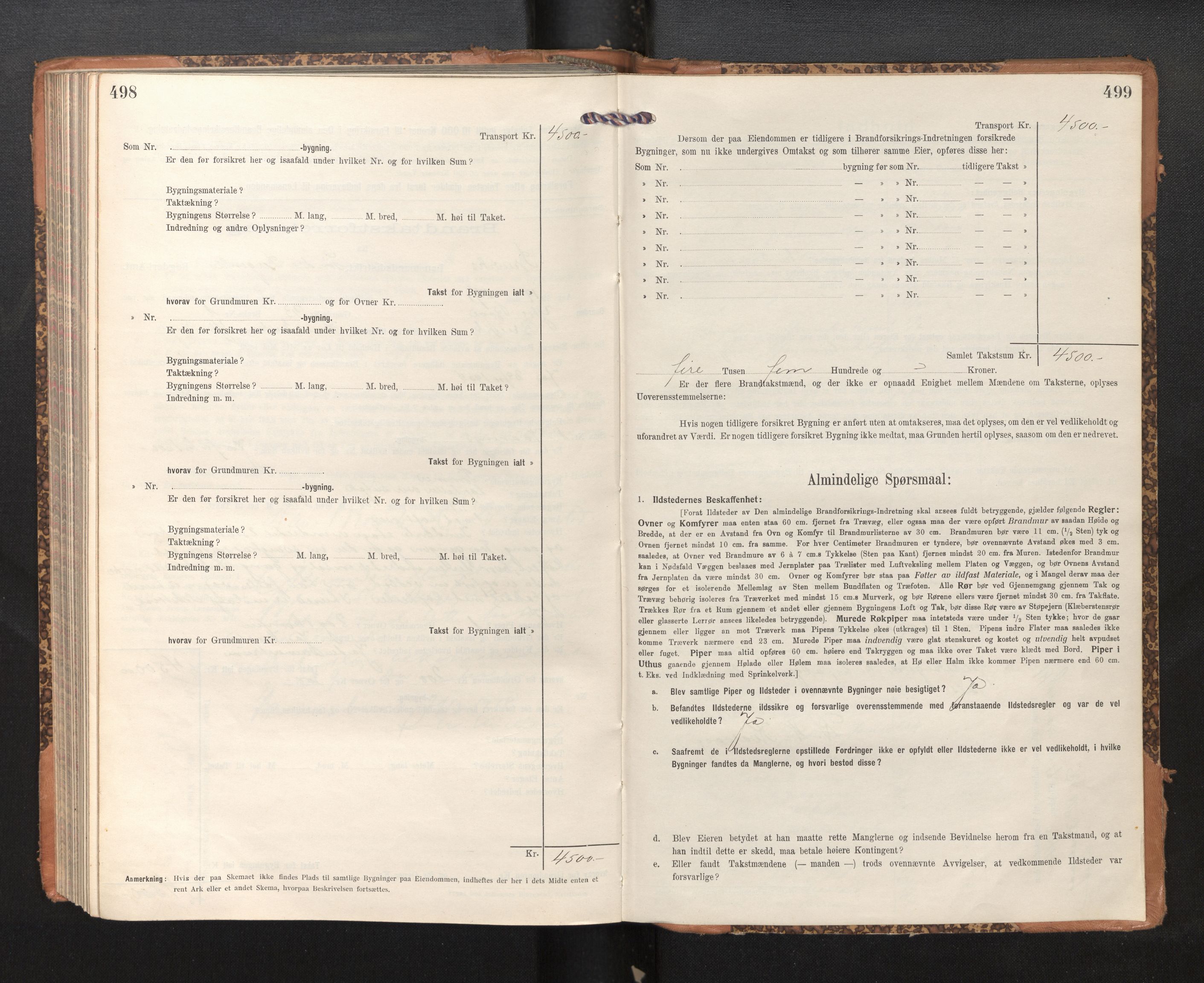 Lensmannen i Bruvik, SAB/A-31301/0012/L0008: Branntakstprotokoll, skjematakst, 1914-1919, p. 498-499