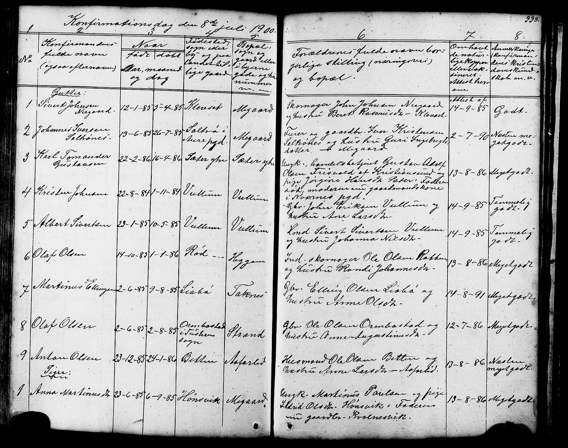 Ministerialprotokoller, klokkerbøker og fødselsregistre - Møre og Romsdal, SAT/A-1454/576/L0890: Parish register (copy) no. 576C01, 1837-1908, p. 338