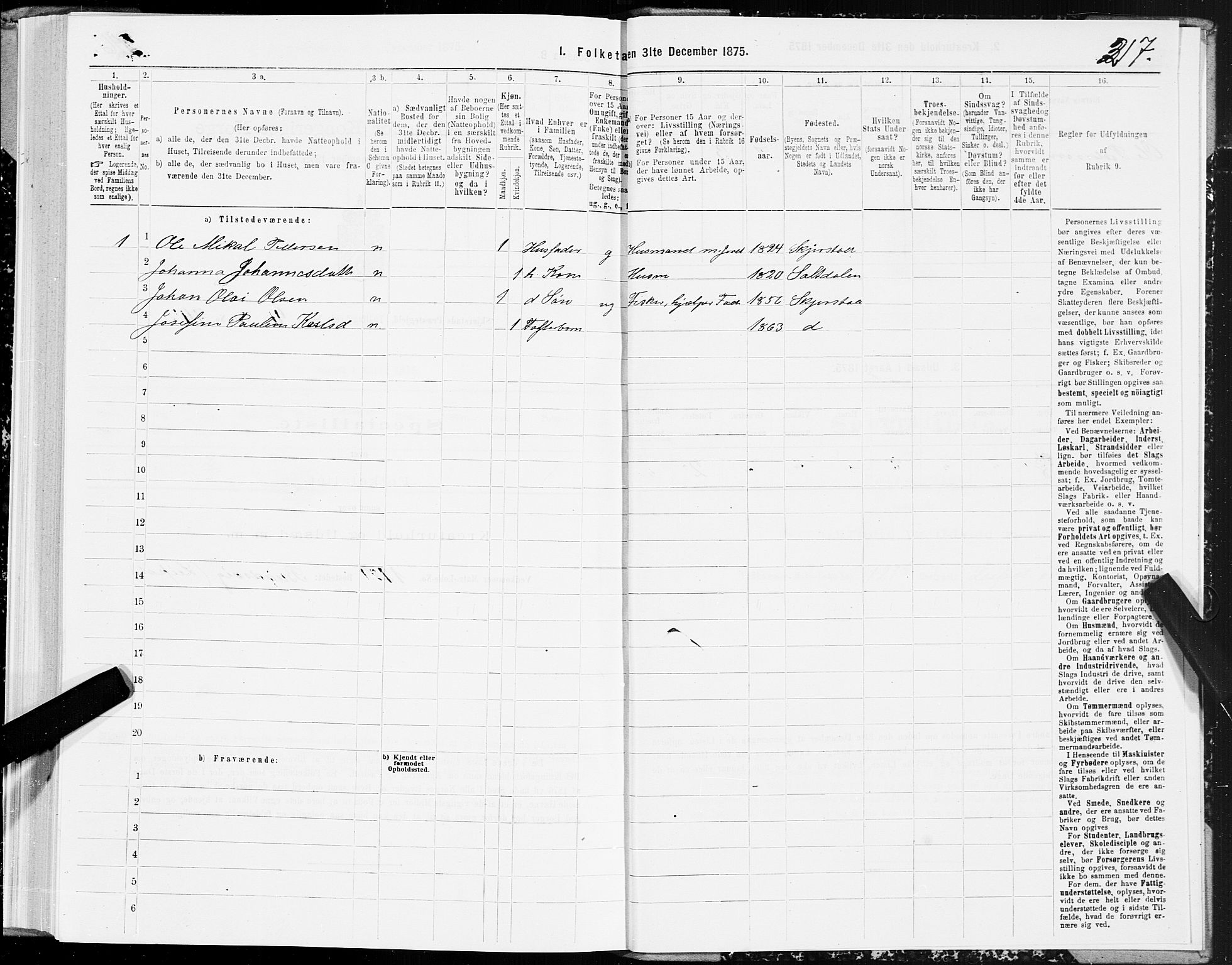 SAT, 1875 census for 1842P Skjerstad, 1875, p. 2217