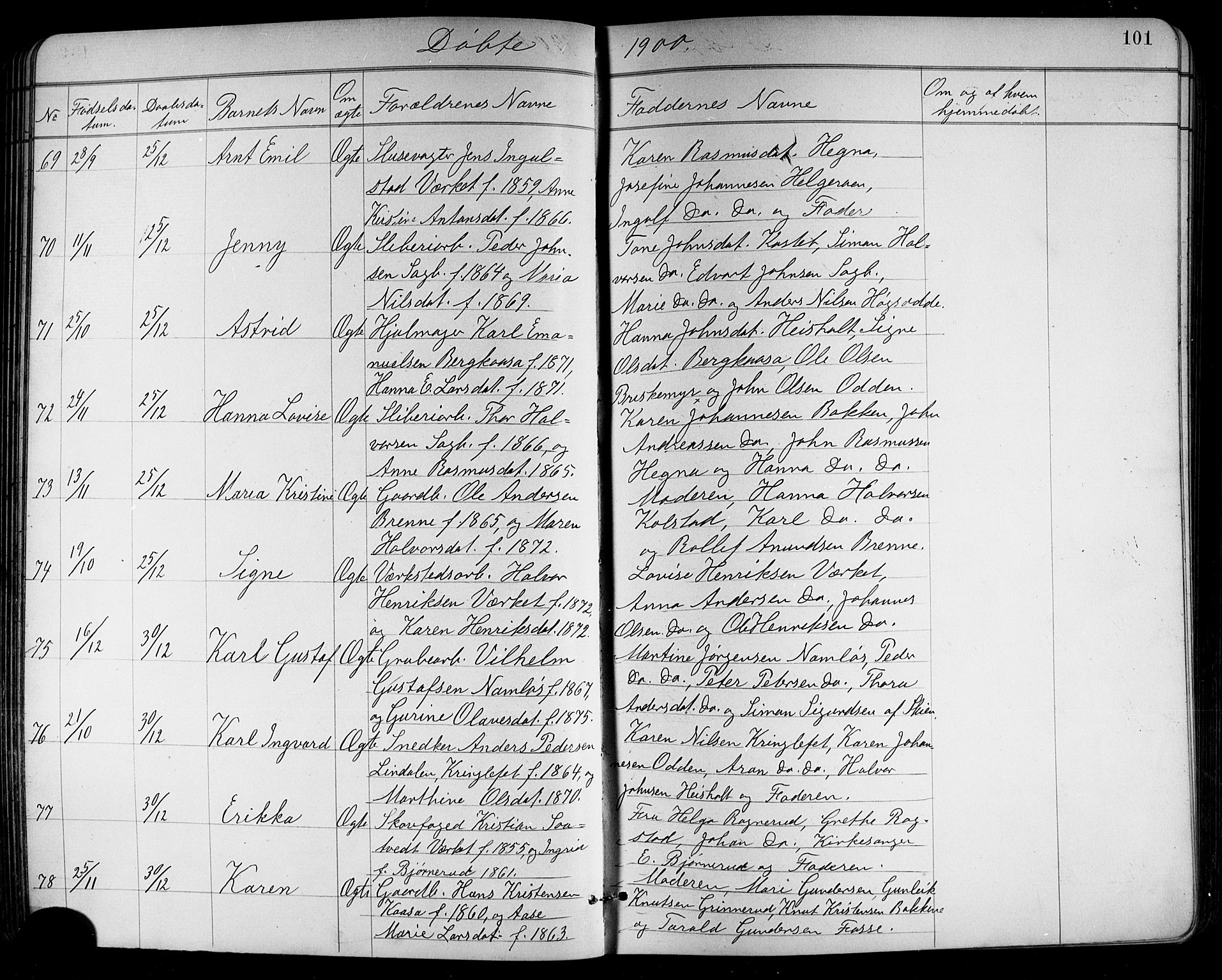 Holla kirkebøker, SAKO/A-272/G/Ga/L0005: Parish register (copy) no. I 5, 1891-1917, p. 101