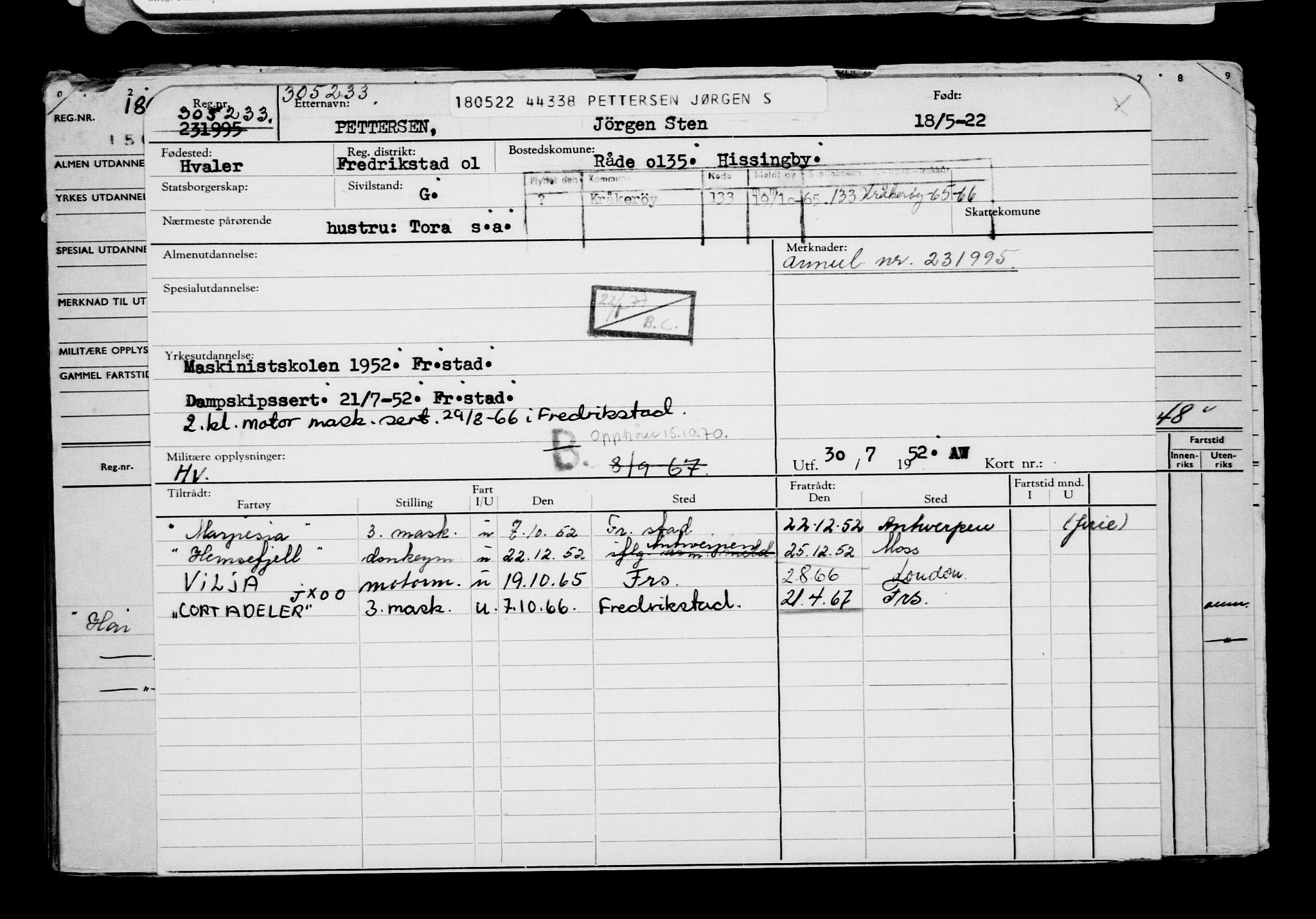 Direktoratet for sjømenn, AV/RA-S-3545/G/Gb/L0206: Hovedkort, 1922, p. 489