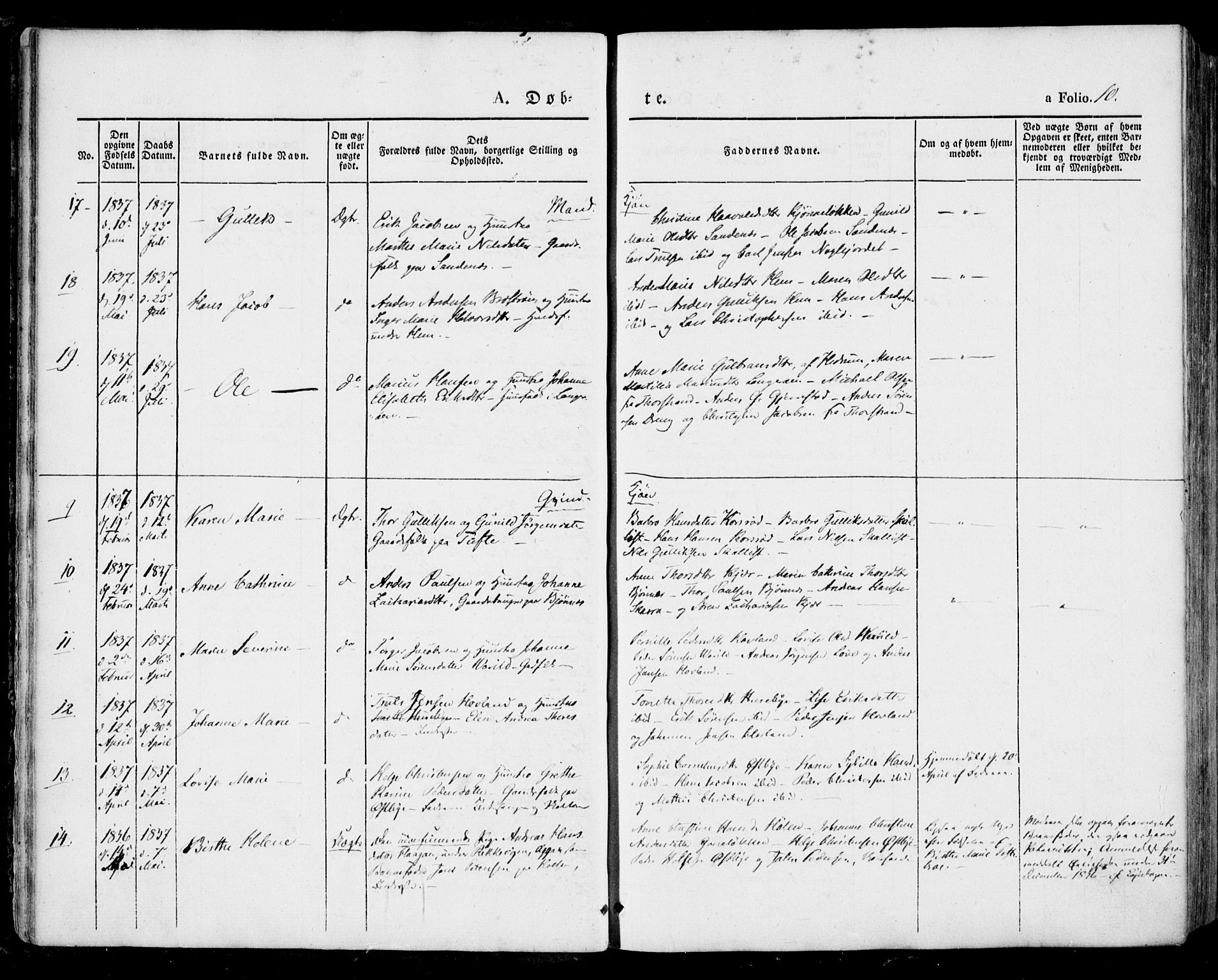 Tjølling kirkebøker, AV/SAKO-A-60/F/Fa/L0006: Parish register (official) no. 6, 1835-1859, p. 10