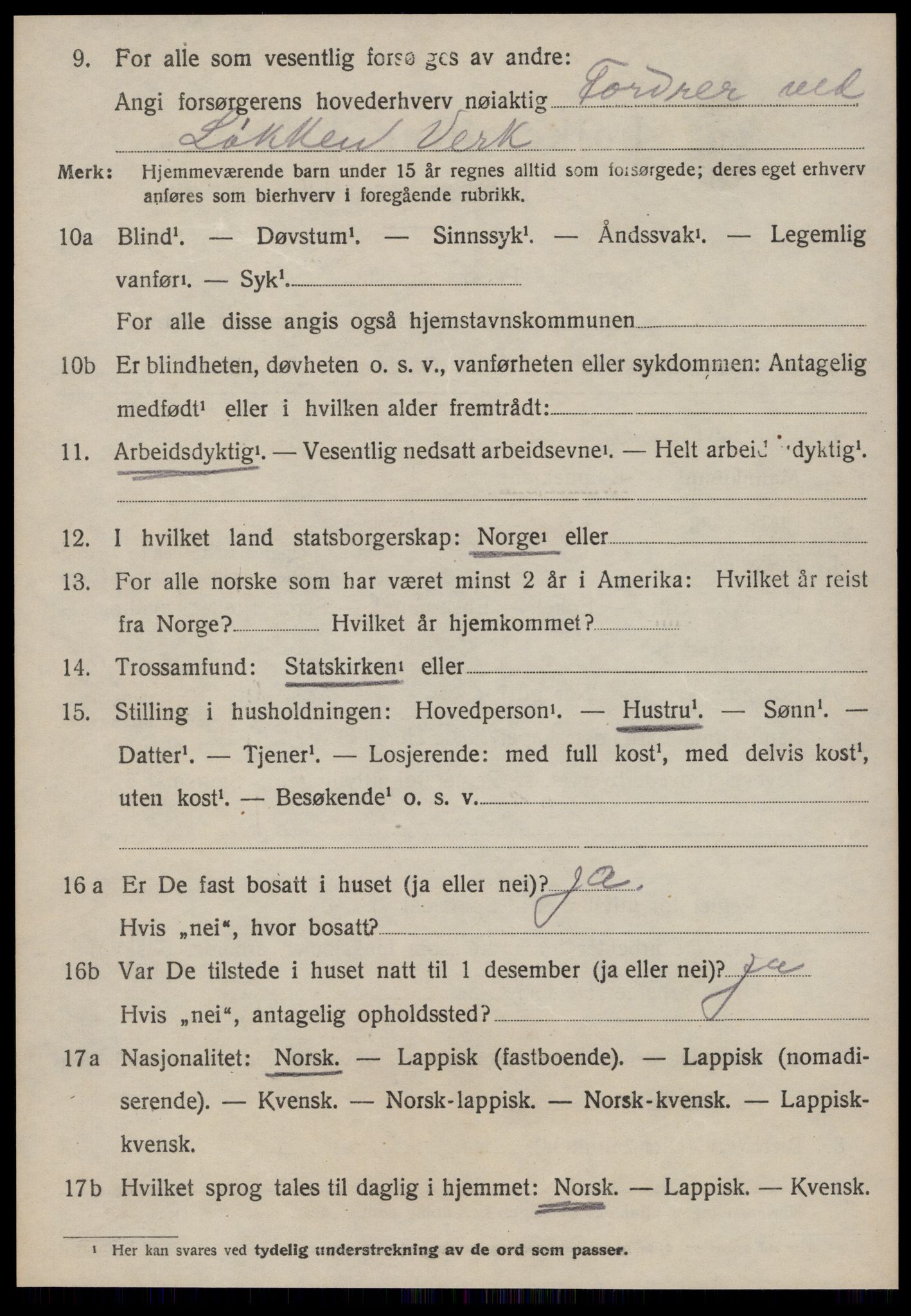 SAT, 1920 census for Meldal, 1920, p. 10488