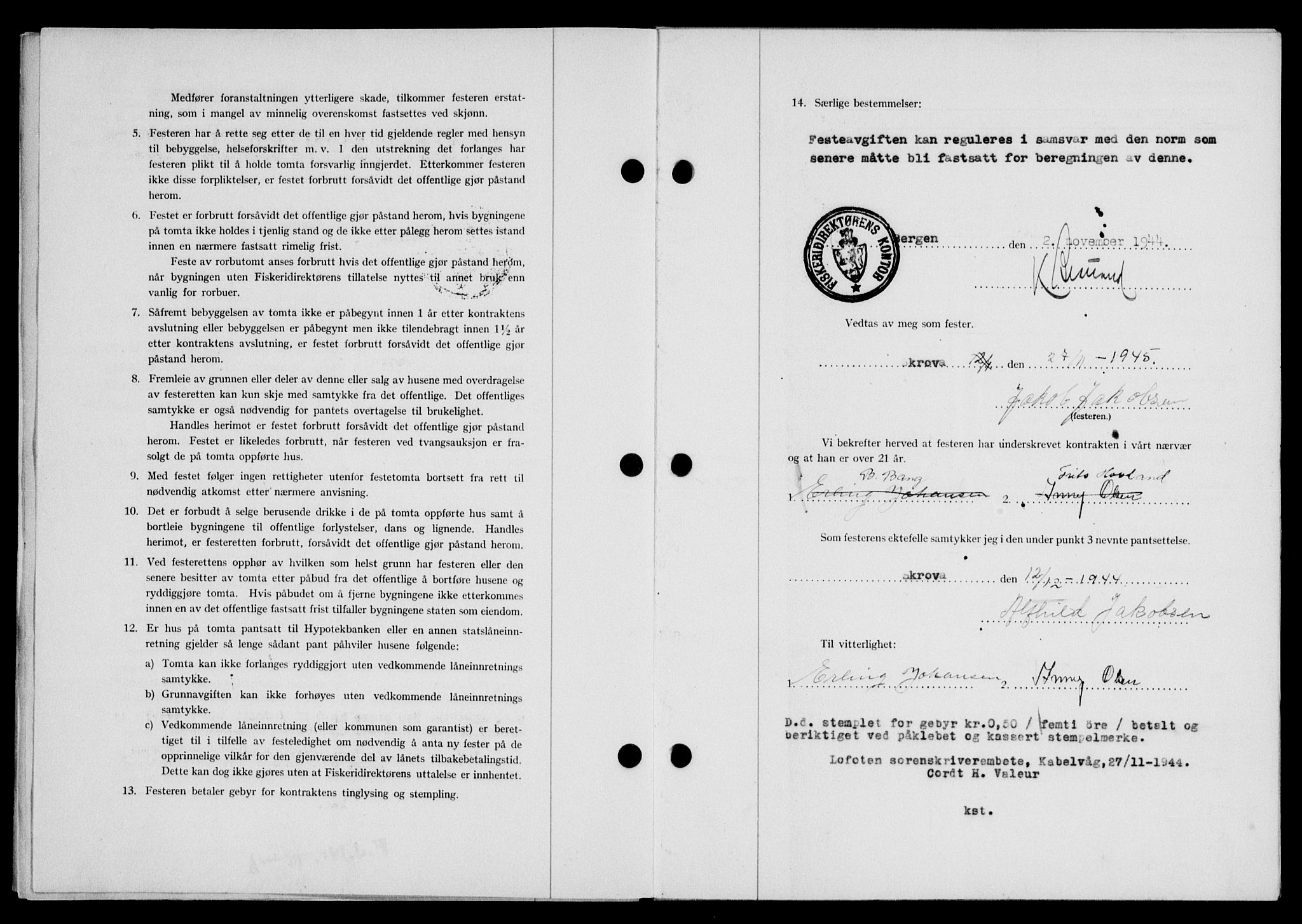 Lofoten sorenskriveri, SAT/A-0017/1/2/2C/L0013a: Mortgage book no. 13a, 1944-1946, Diary no: : 21/1945