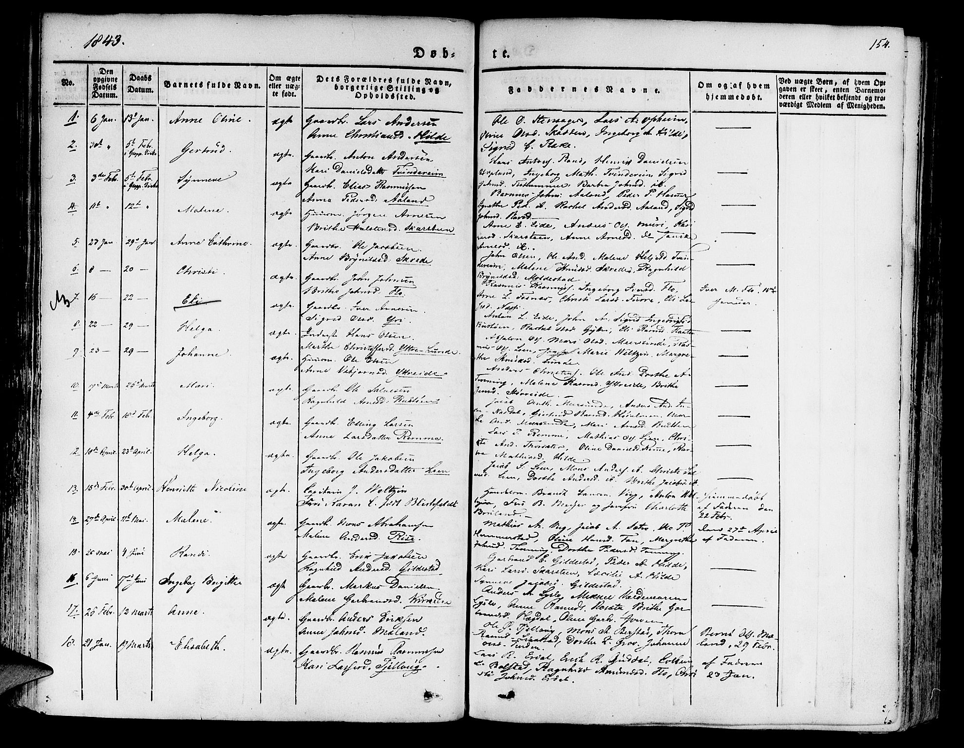 Innvik sokneprestembete, SAB/A-80501: Parish register (official) no. A 4I, 1831-1846, p. 154
