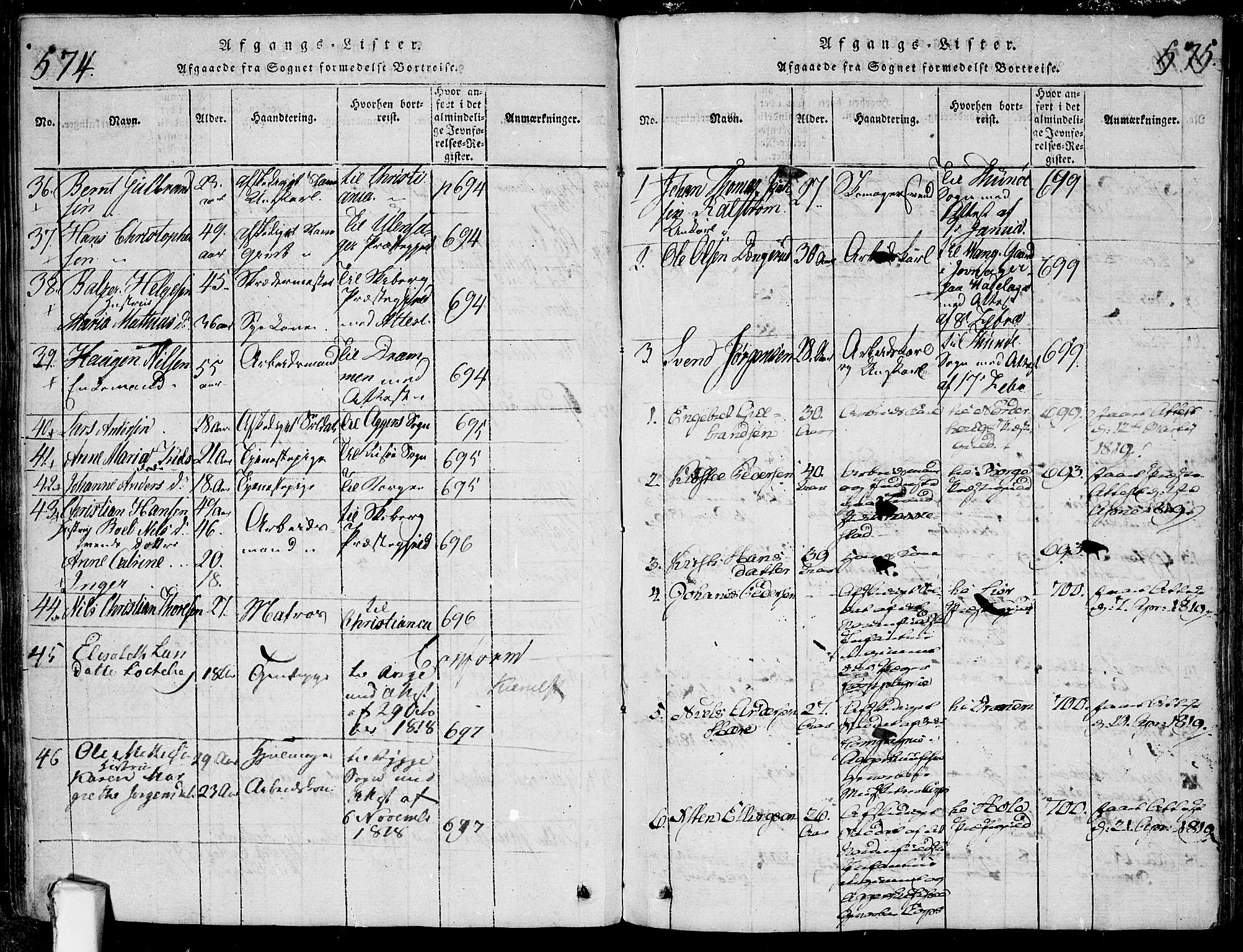 Fredrikstad prestekontor Kirkebøker, AV/SAO-A-11082/F/Fa/L0004: Parish register (official) no. 4, 1816-1834, p. 574-575