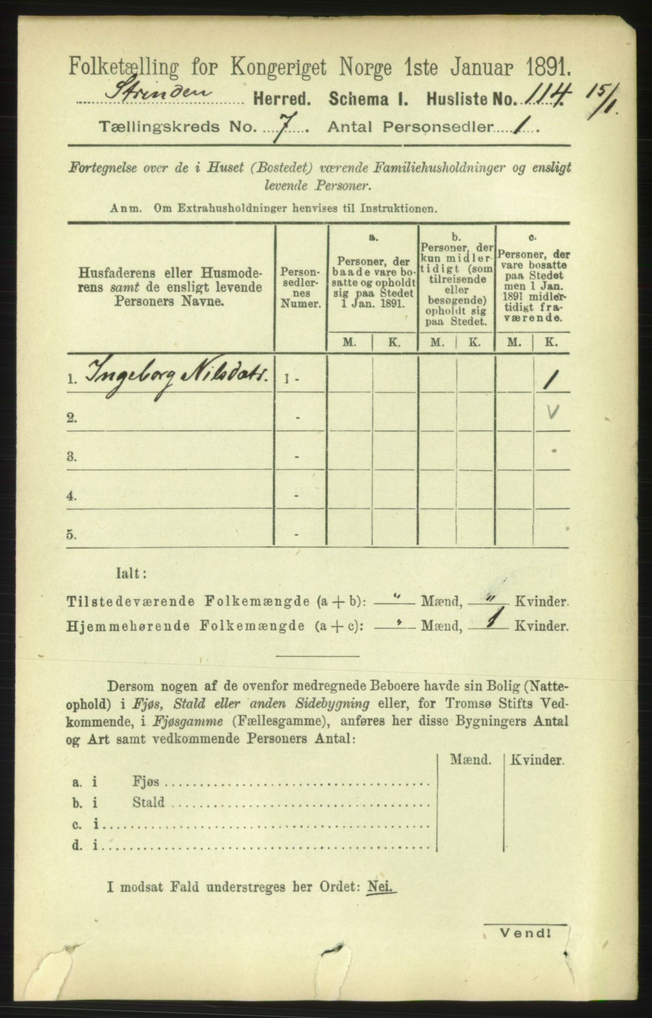 RA, 1891 census for 1660 Strinda, 1891, p. 6256