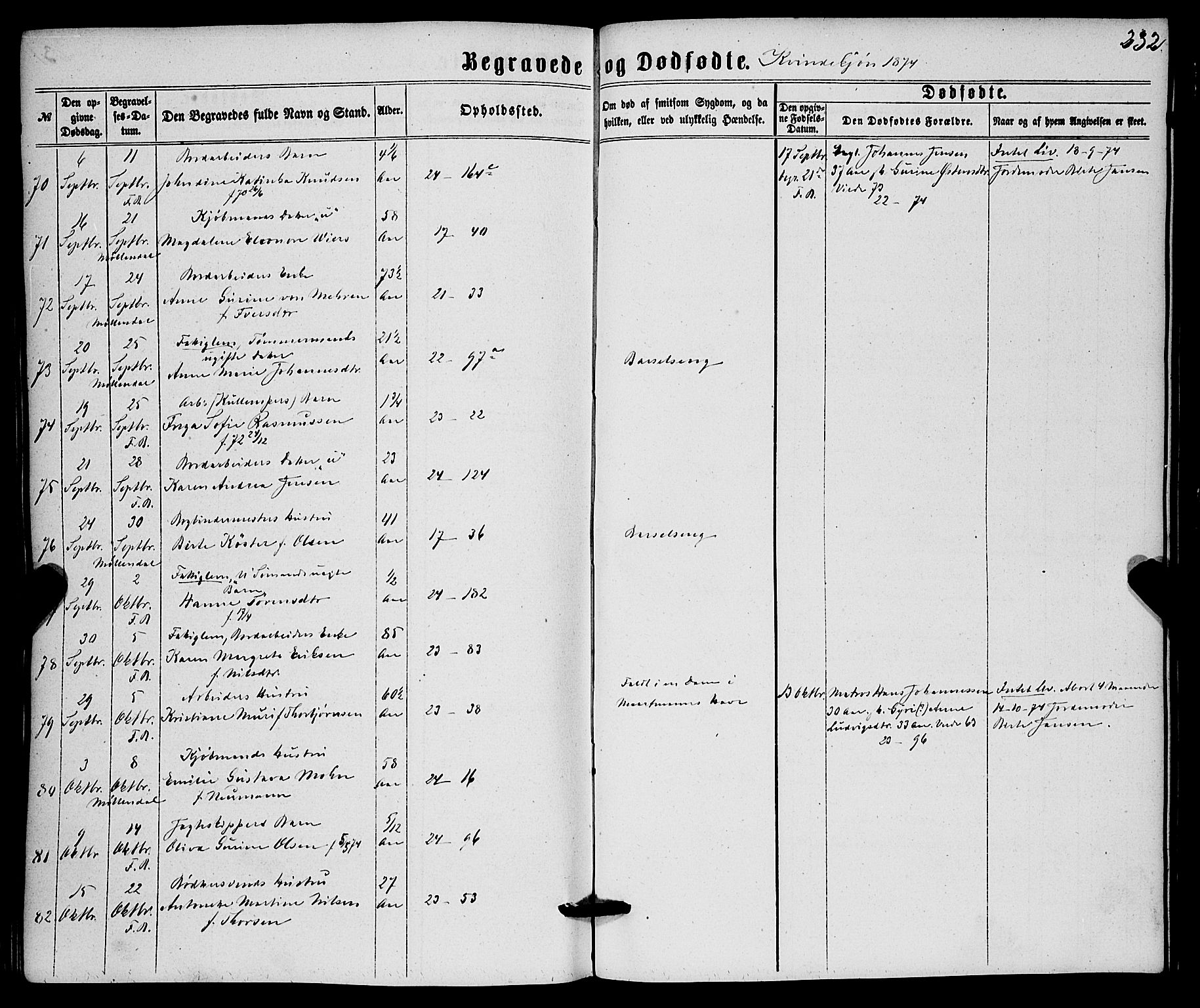 Korskirken sokneprestembete, AV/SAB-A-76101/H/Haa/L0045: Parish register (official) no. E 3, 1863-1875, p. 232