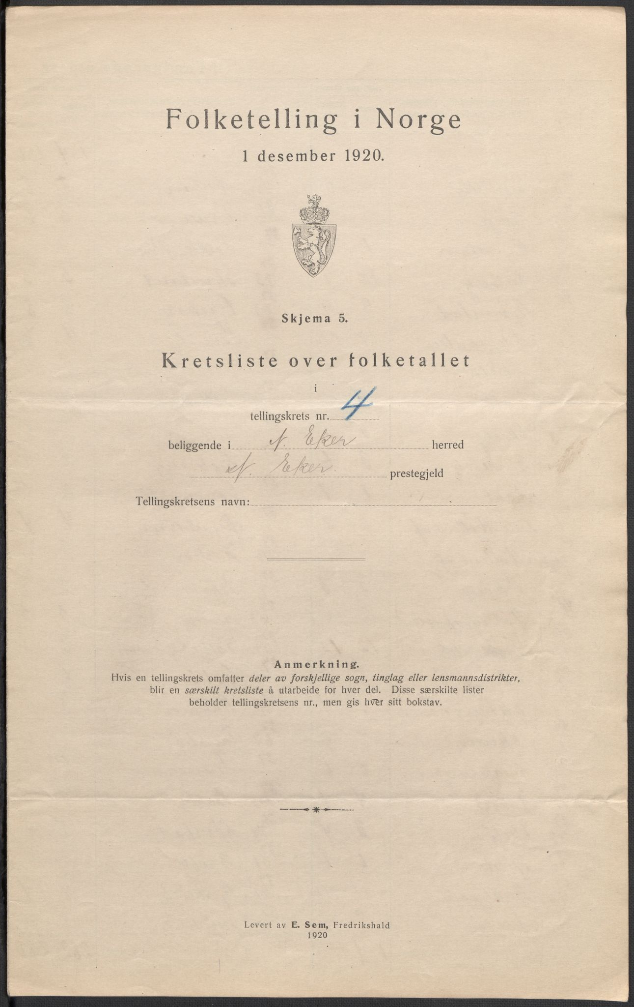 SAKO, 1920 census for Nedre Eiker, 1920, p. 16