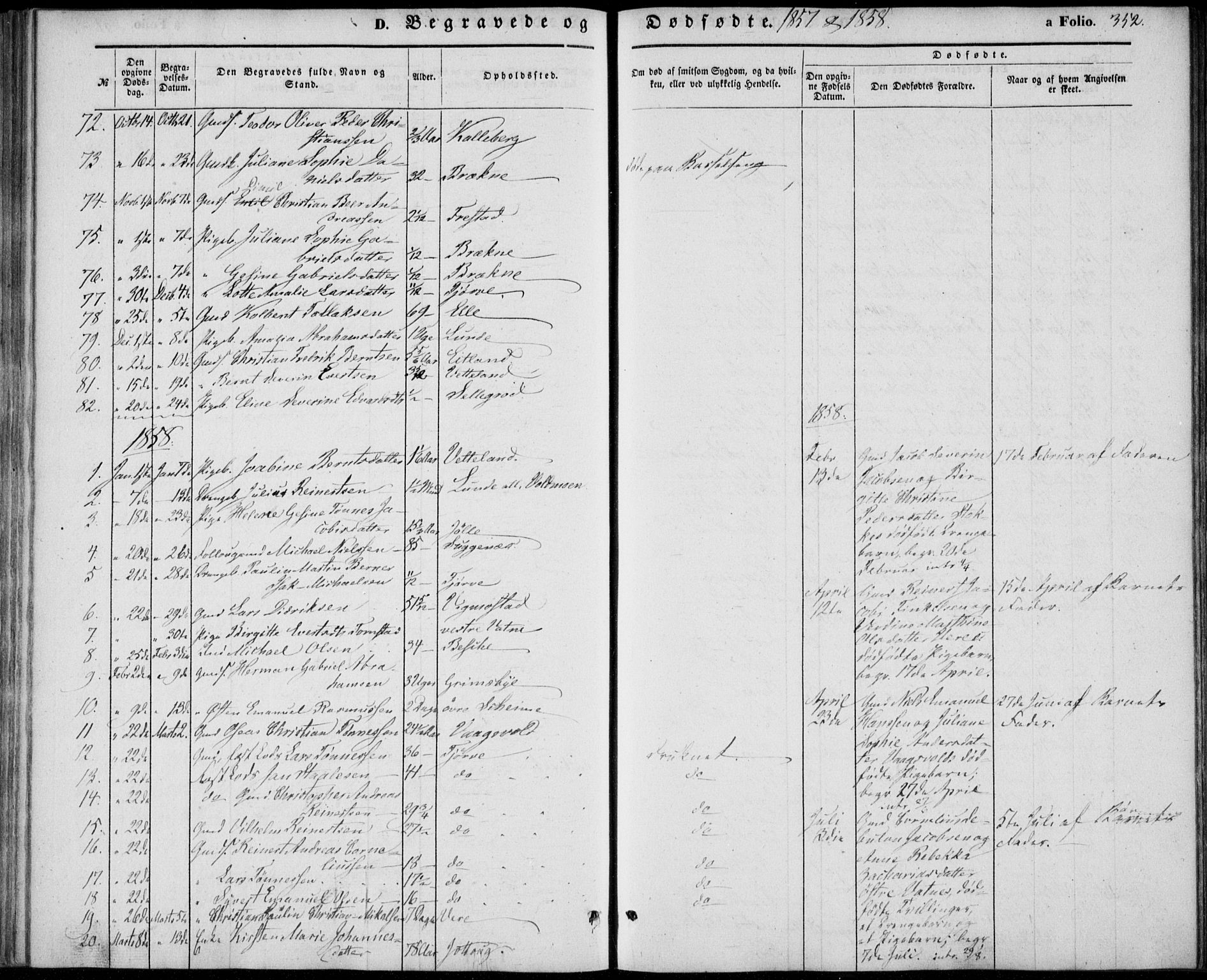 Lista sokneprestkontor, AV/SAK-1111-0027/F/Fb/L0002: Parish register (copy) no. B 2, 1847-1862, p. 352